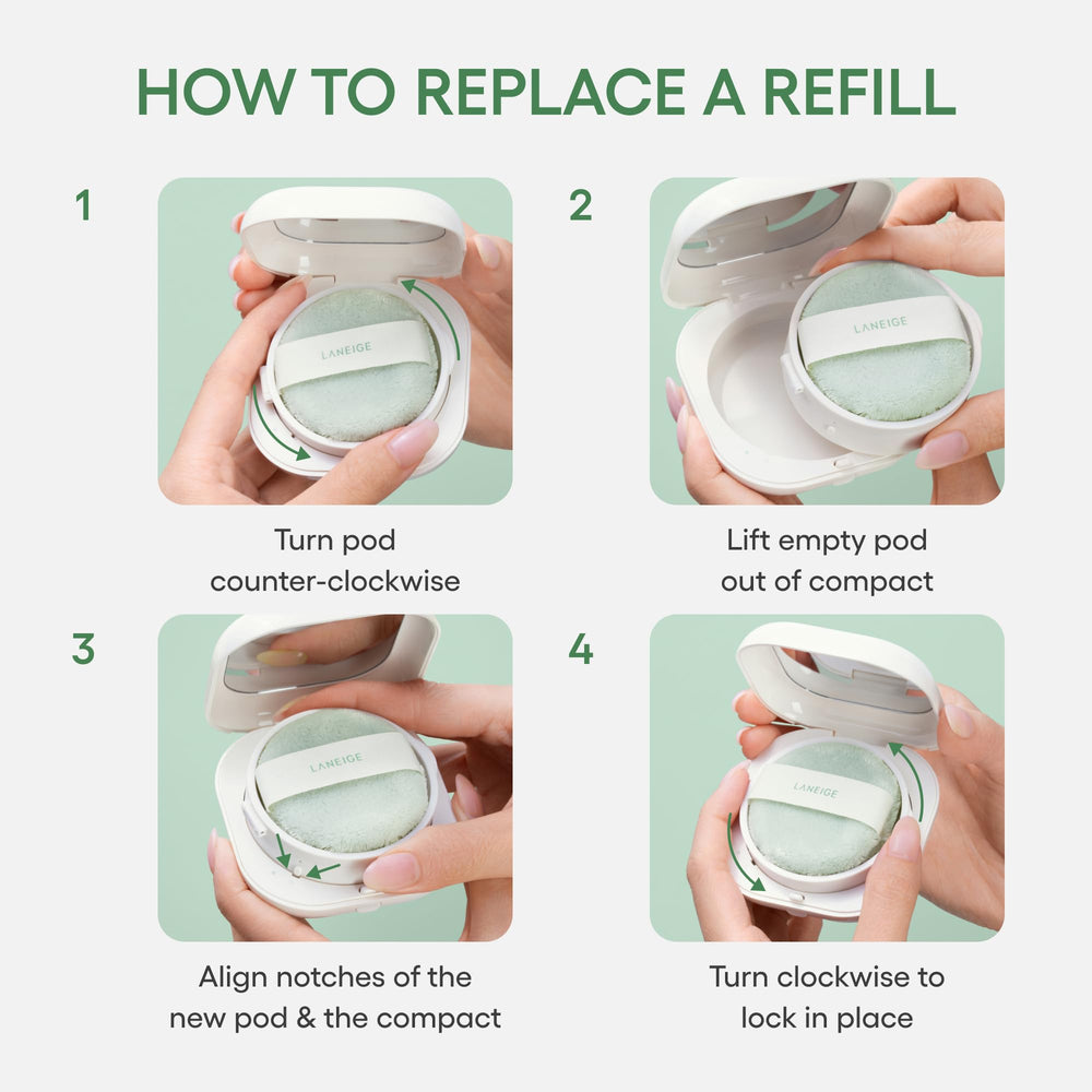LANEIGE compact demonstrating secure no-spill closure for travel
