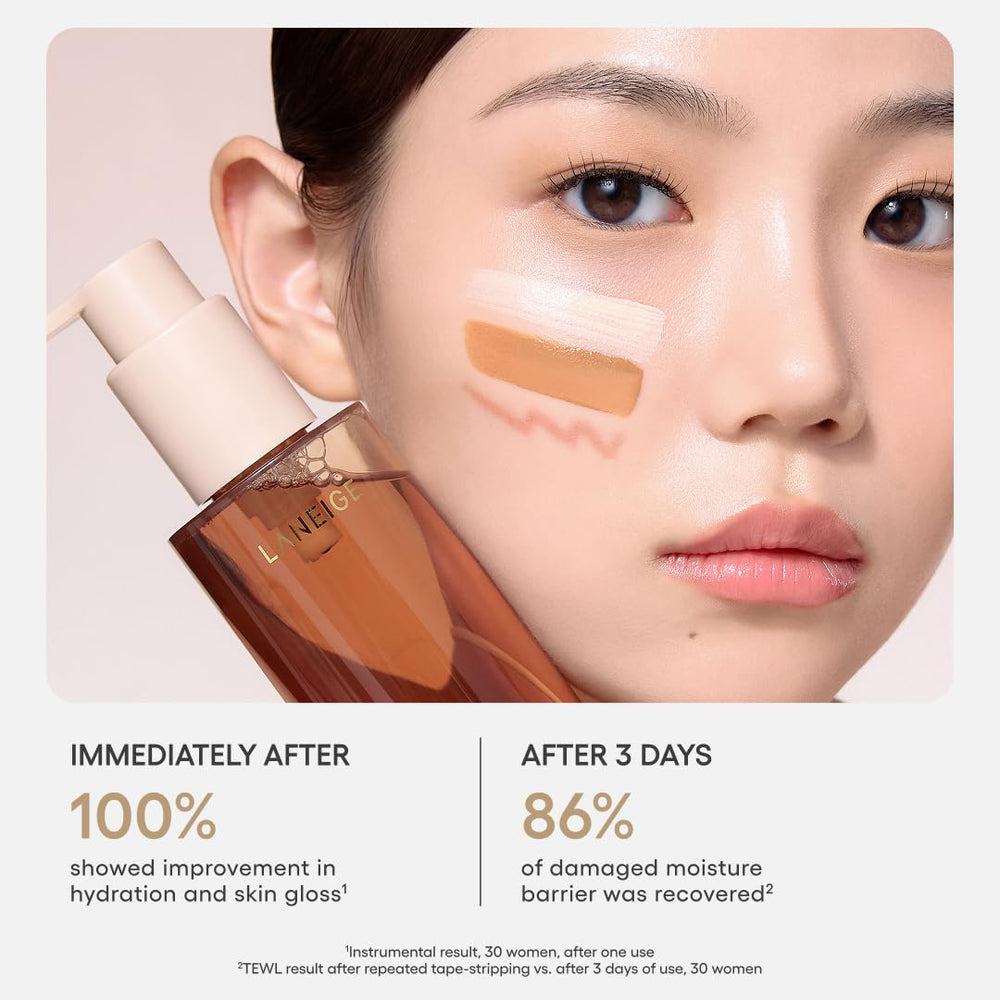 LANEIGE bottle with size comparison showing travel-friendly benefit