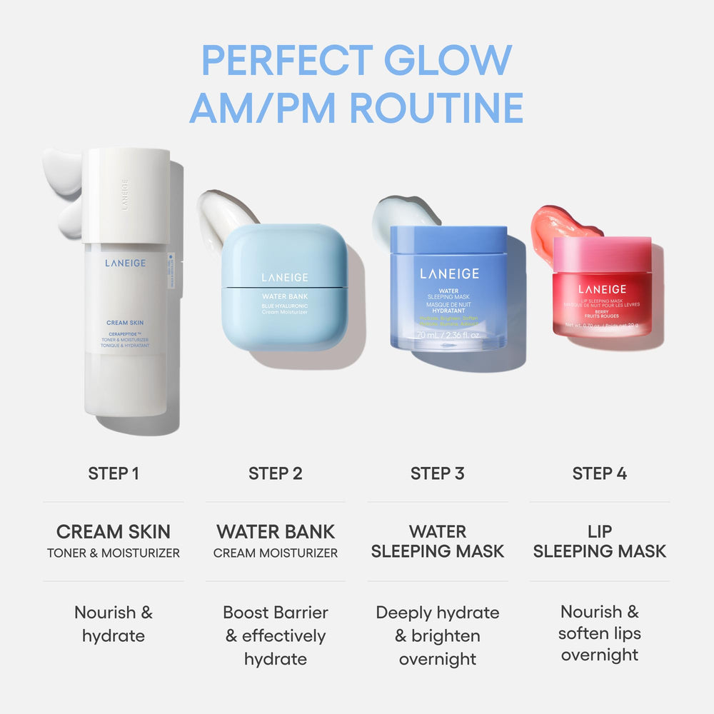 LANEIGE refill pouch next to bottle showing eco-friendly refill option benefit