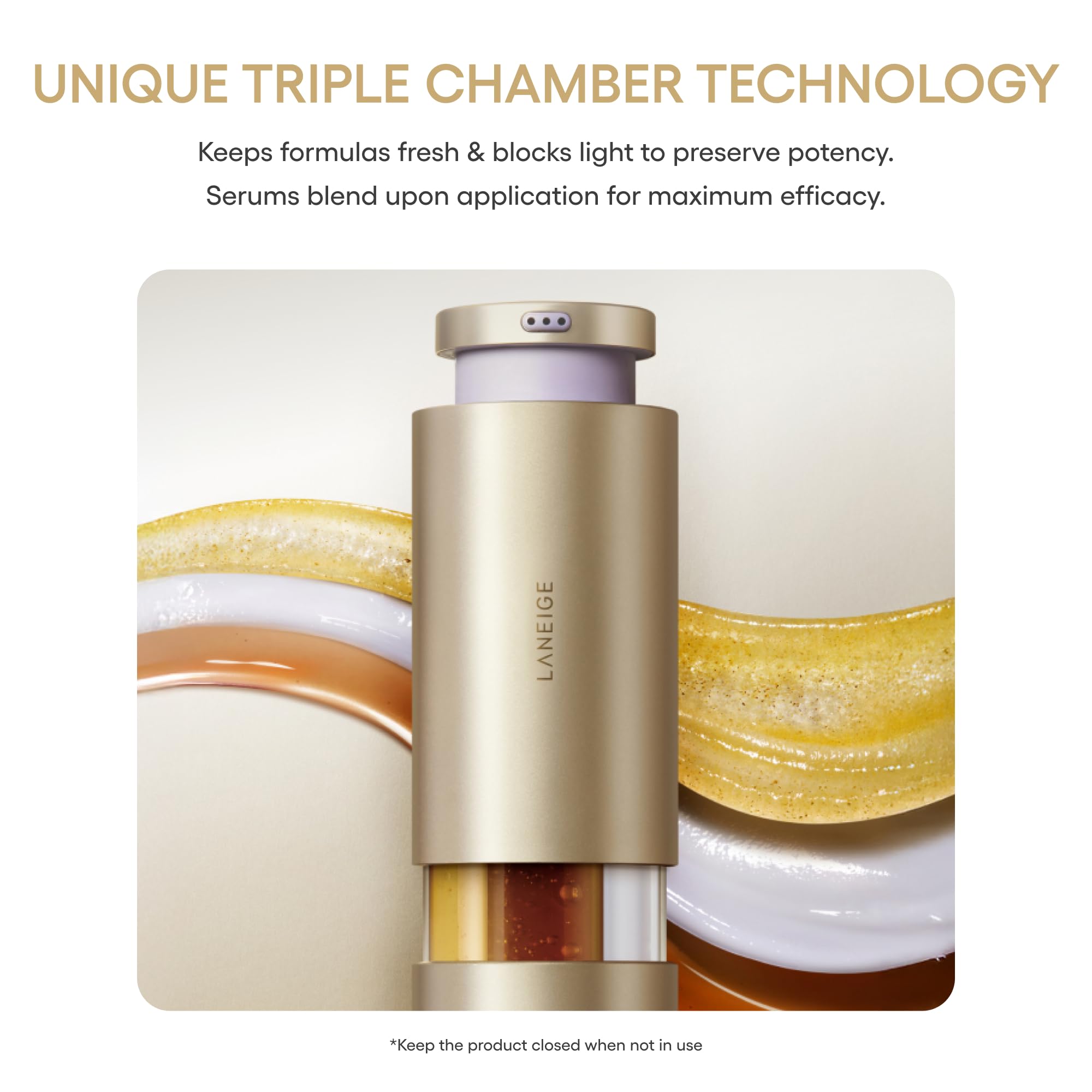LANEIGE serum texture dispensed on hand showing lightweight blend for smoothness