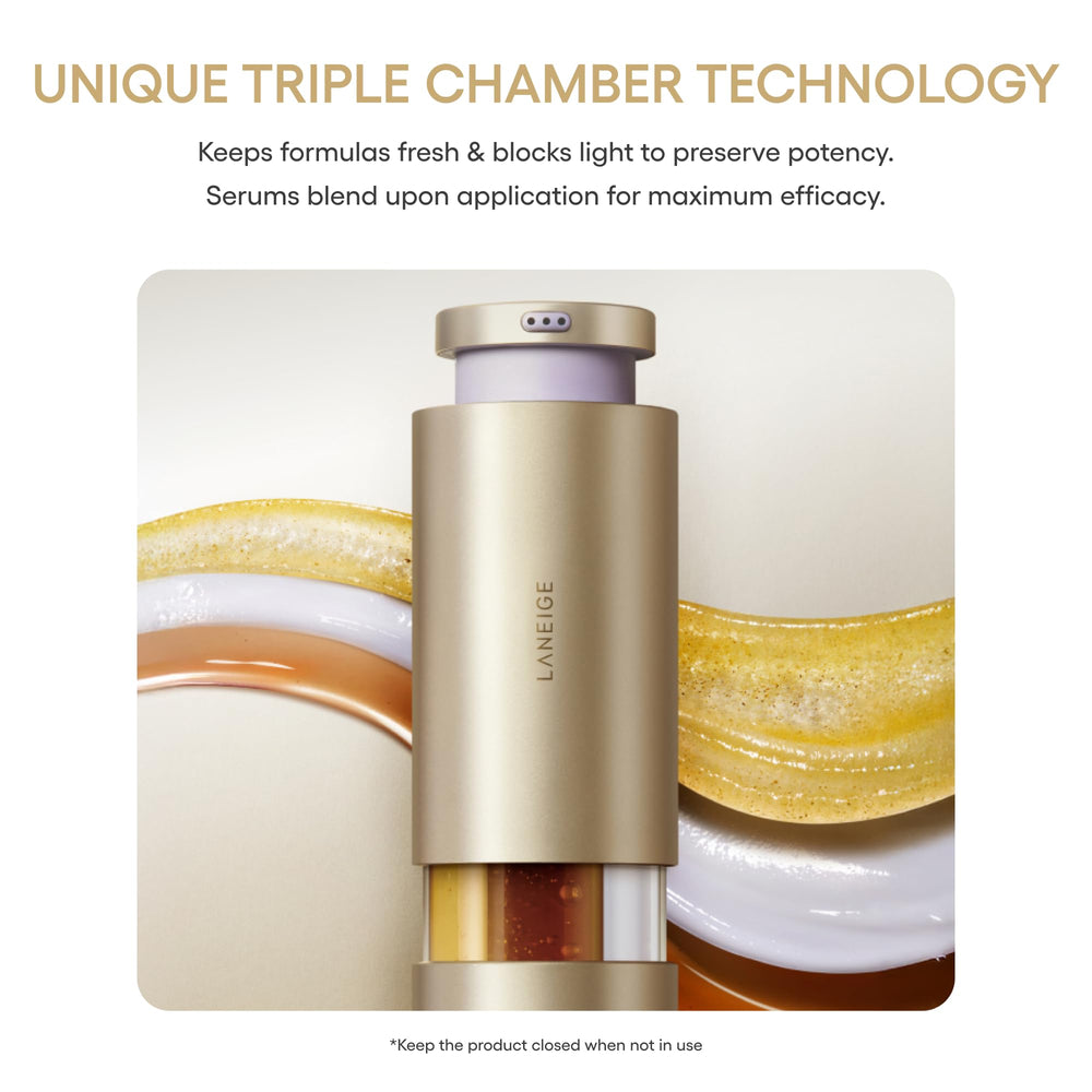 LANEIGE serum texture dispensed on hand showing lightweight blend for smoothness