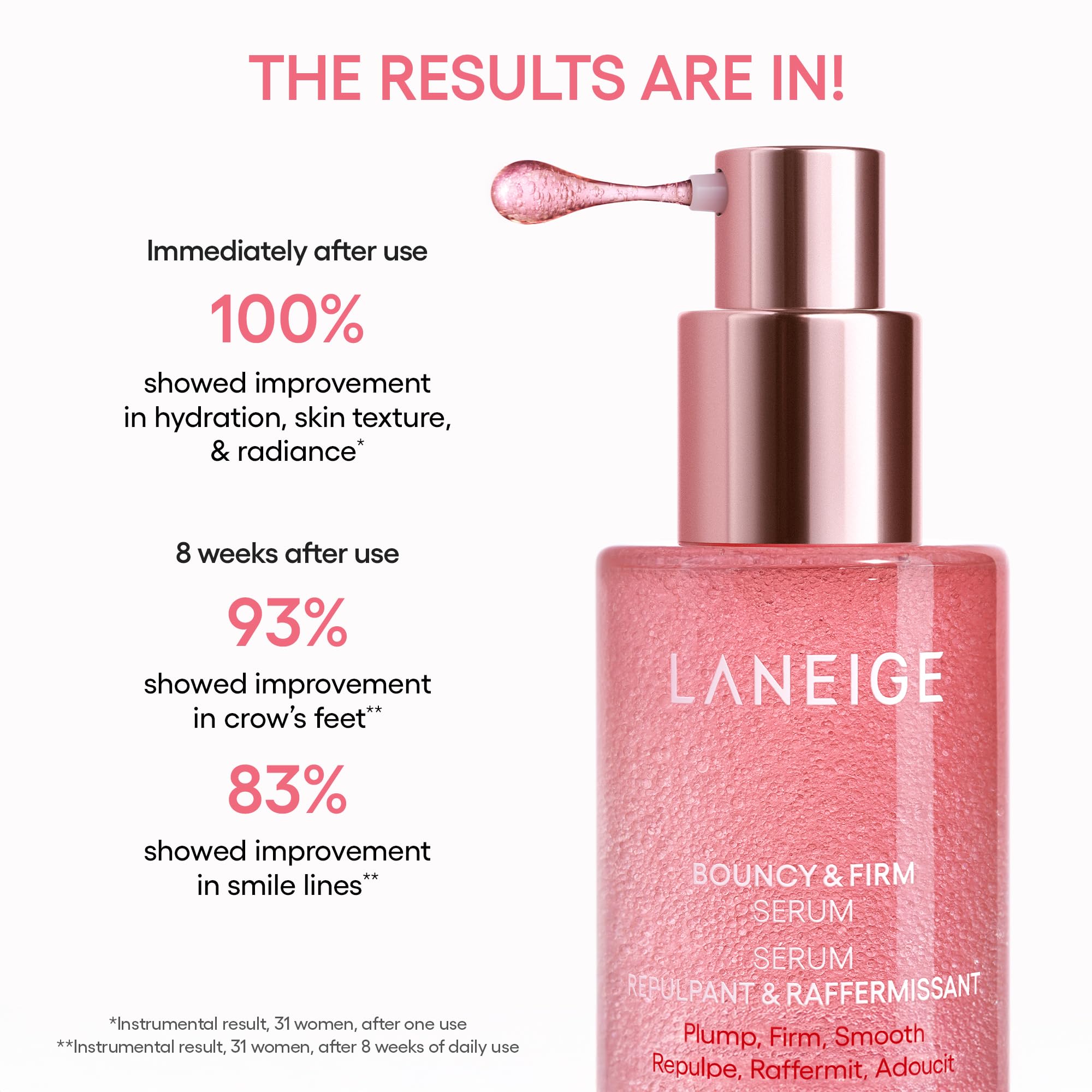 LANEIGE texture of serum on hand showing lightweight hydrating finish