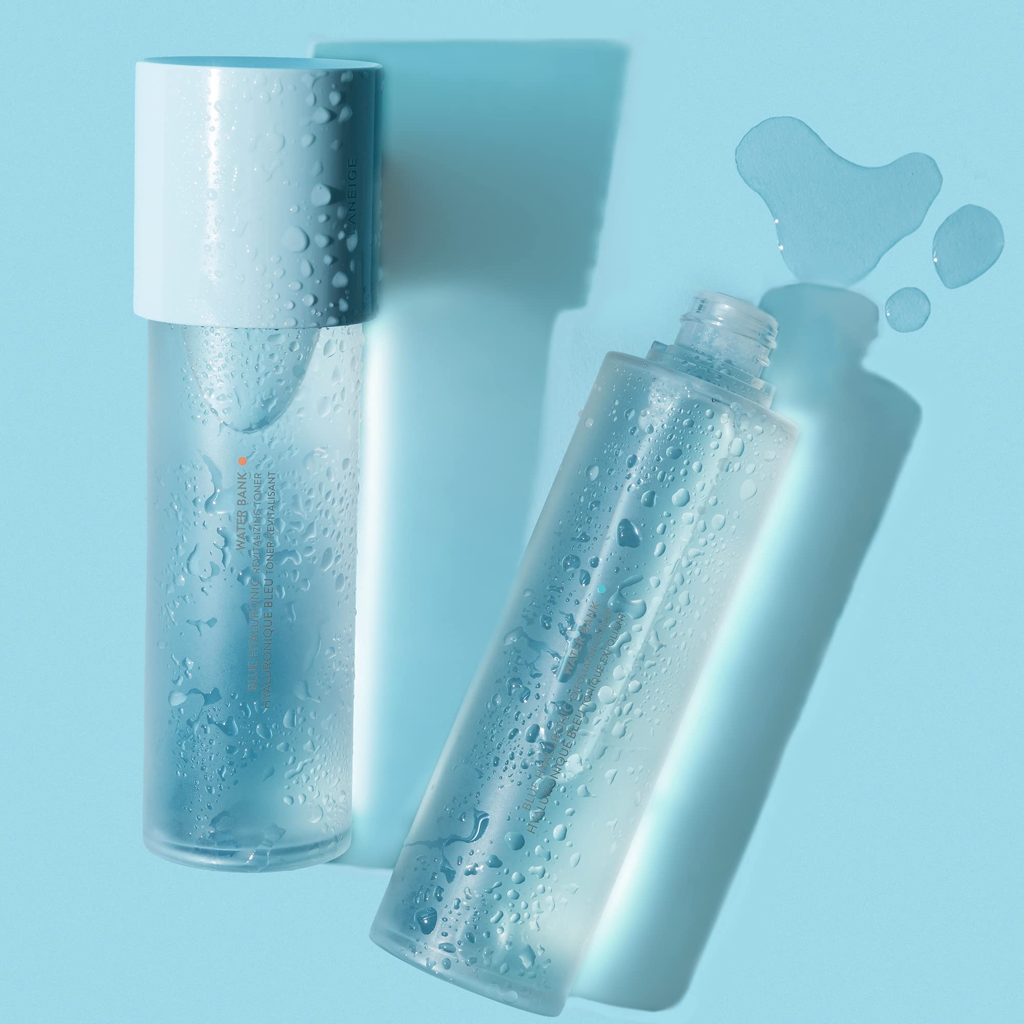 LANEIGE bottle held by hand showing size and travel-friendly benefit