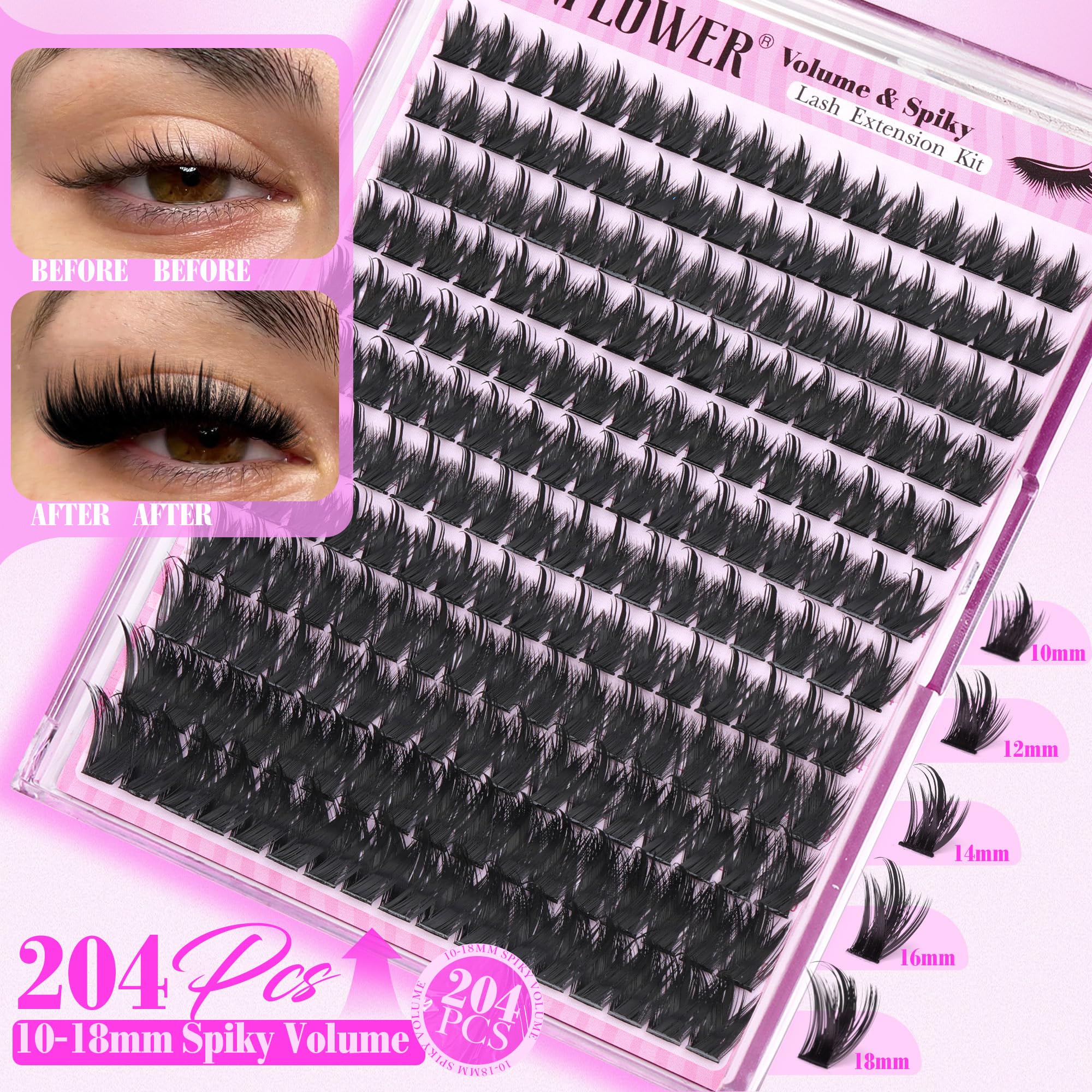 LANFLOWER 200D density delivers bold fullness for a statement lash line.