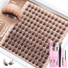 Lanflower Brown Lash Clusters Kit blends naturally for discreet volume.