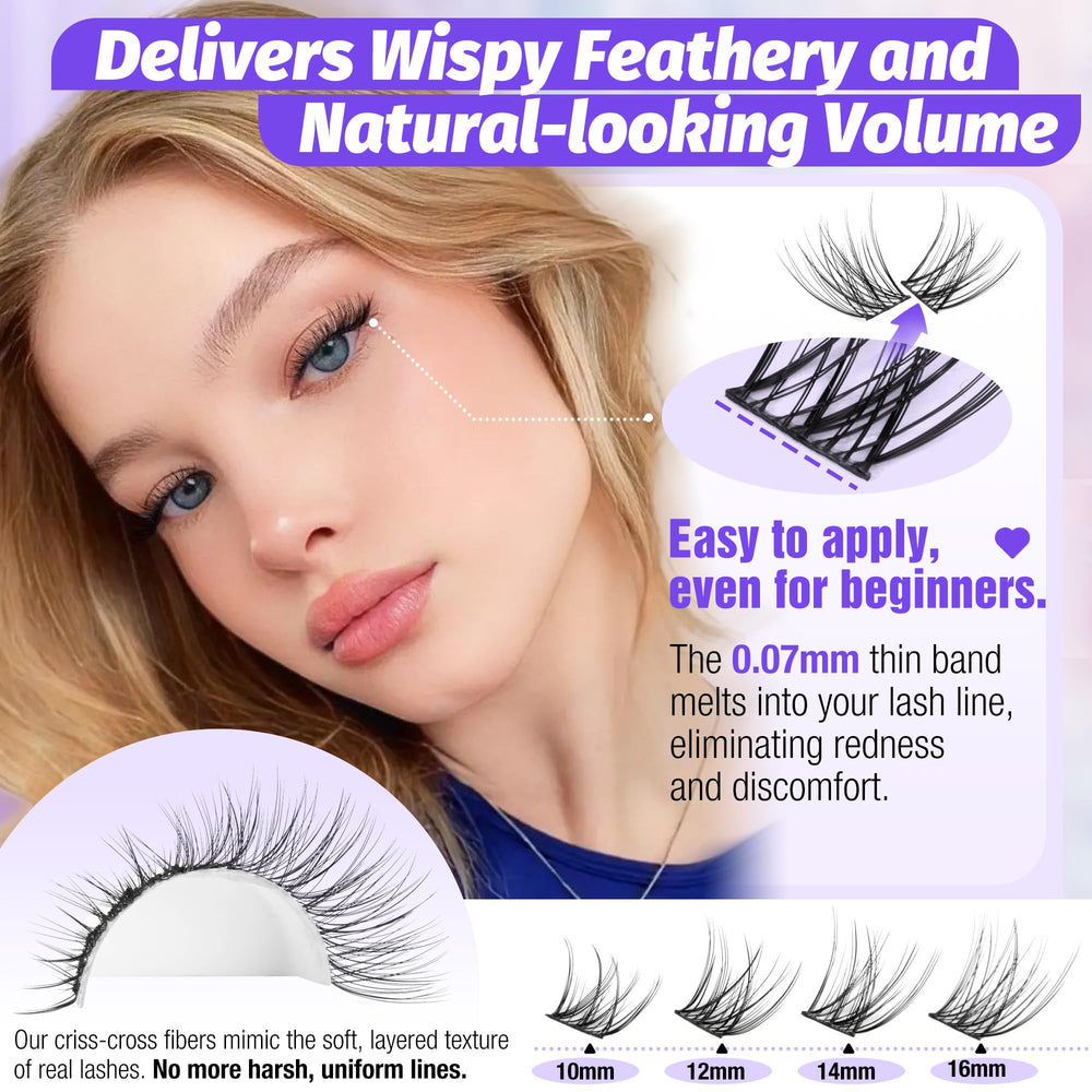 Lanflower curved C-band lashes highlight definition and comfortable wear for all-day confidence.