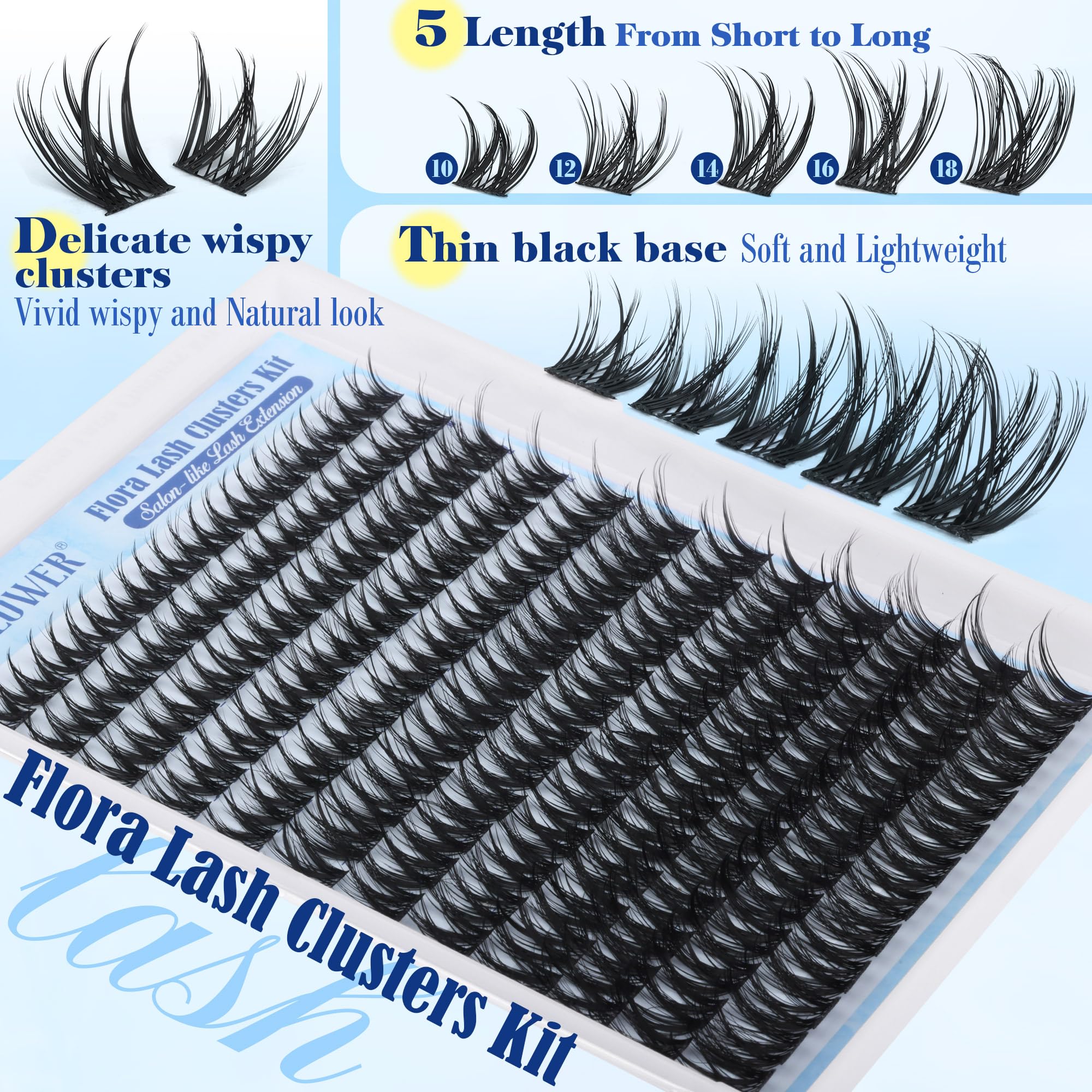 Lanflower Flora Lash Clusters Kit natural look blends seamlessly with real lashes.