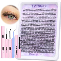 Lanflower lash extension kit wispy clusters for natural-looking lashes at home