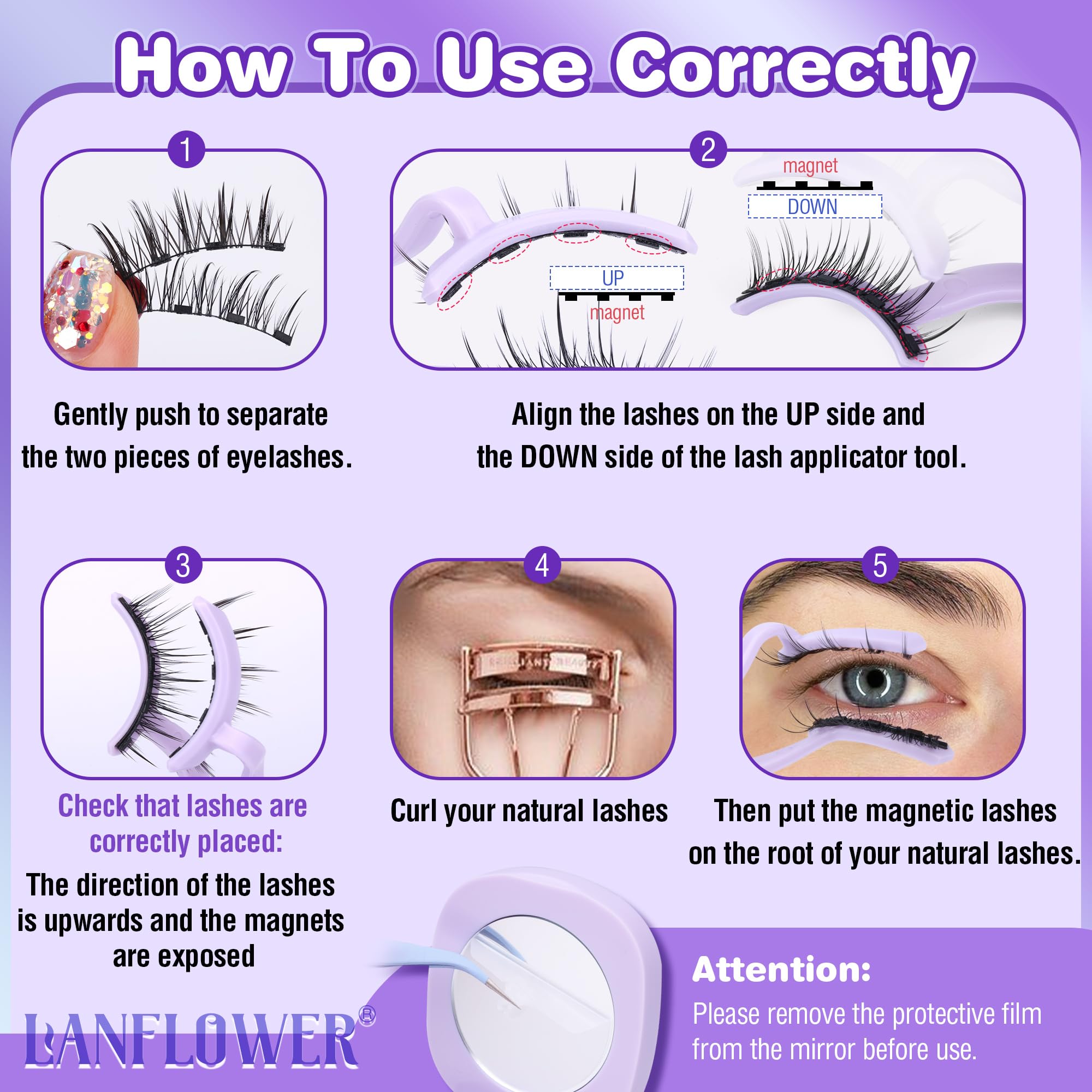 LANFLOWER magnetic eyelash visible magnets secure fit during activities.