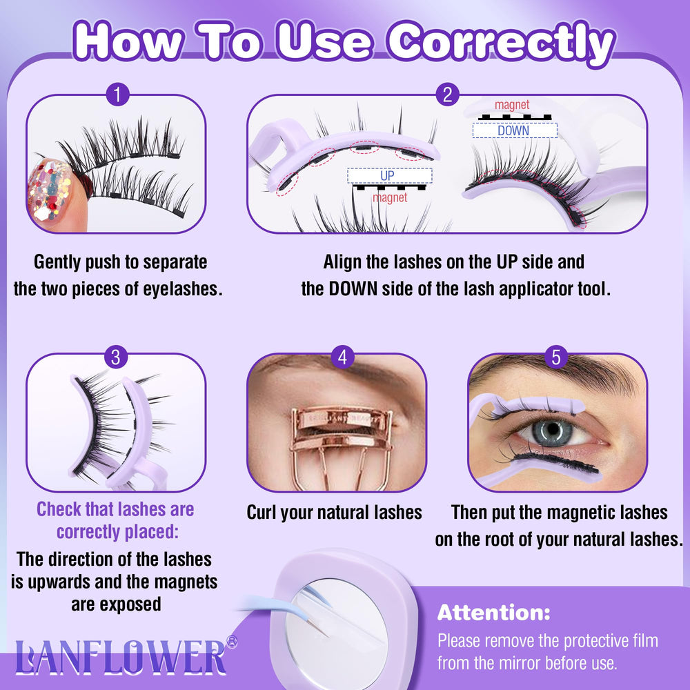 LANFLOWER magnetic eyelash visible magnets secure fit during activities.