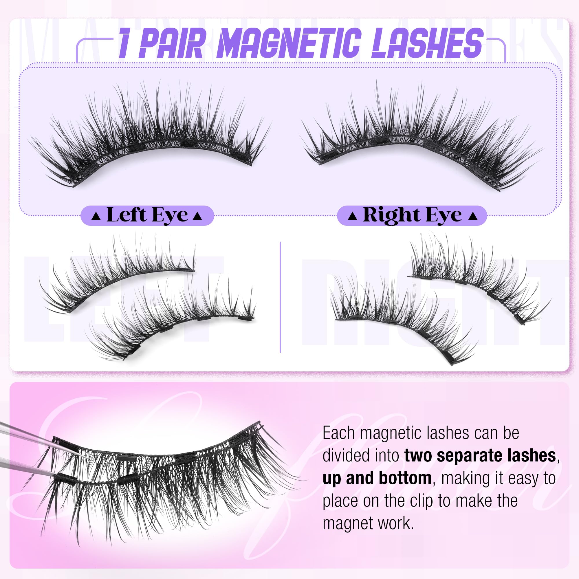 LANFLOWER magnetic eyelashes on eye demo shows quick, natural-looking application