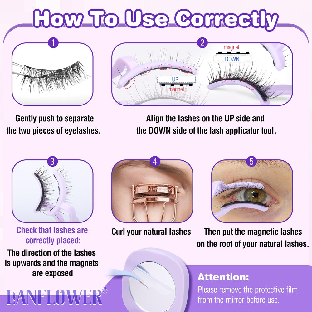 Lanflower quick apply magnetic lashes shown for fast daily routine.