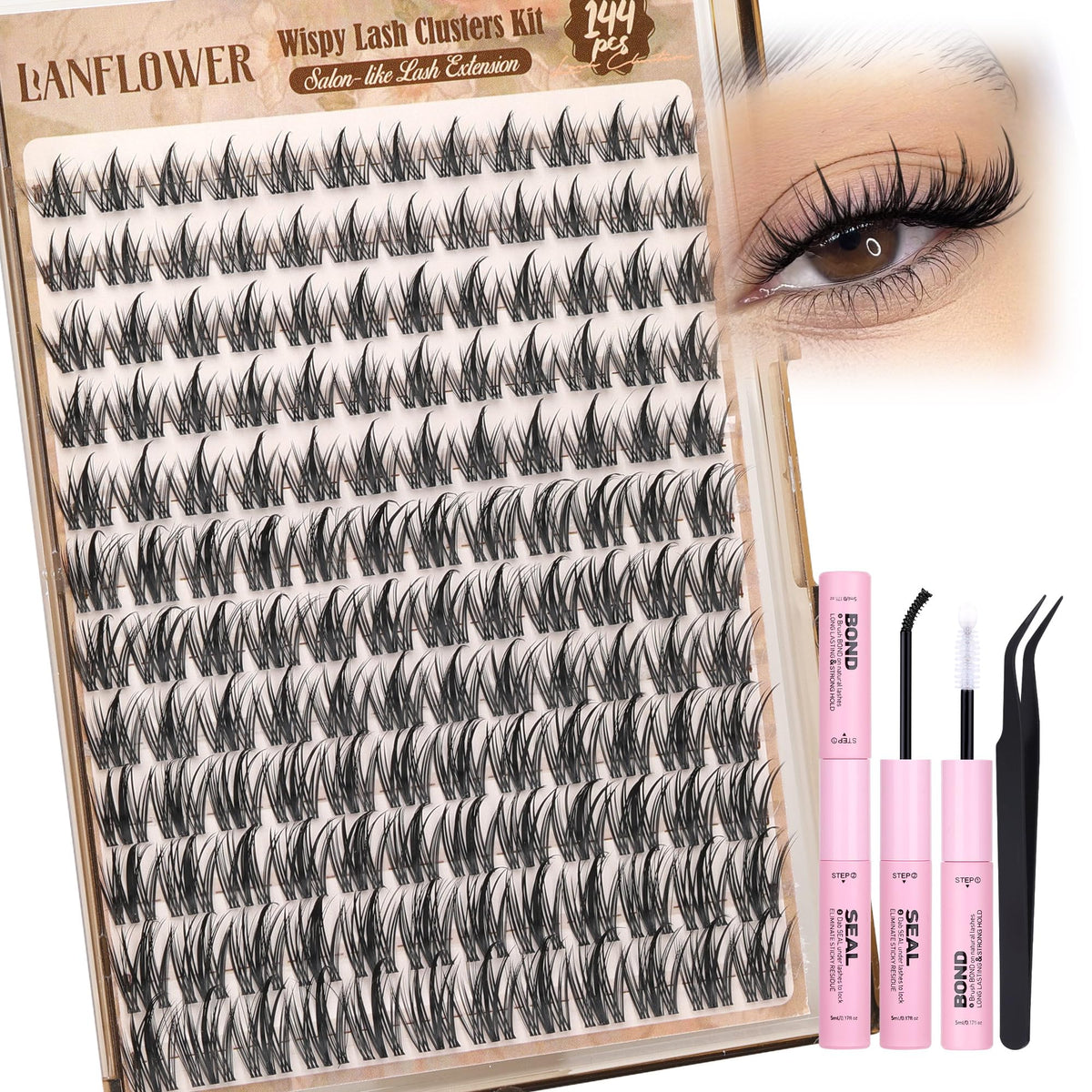 Lanflower wispy cluster lashes provide natural daily flutter.