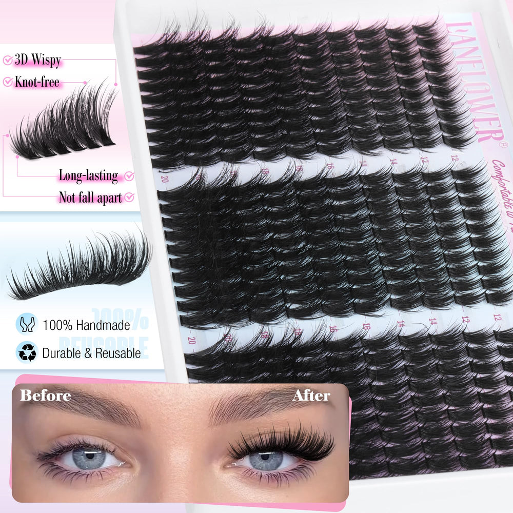 Lanflower Wispy Lash Clusters Kit application image demonstrates simple placement with precision tools