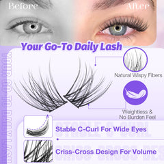 Lanflower wispy lashes 10-16mm curved C display gives salon-ready drama and easy application.