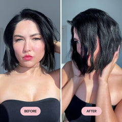 L'ANGE HAIR Beyond frizz control closeup features shiny, manageable strands.