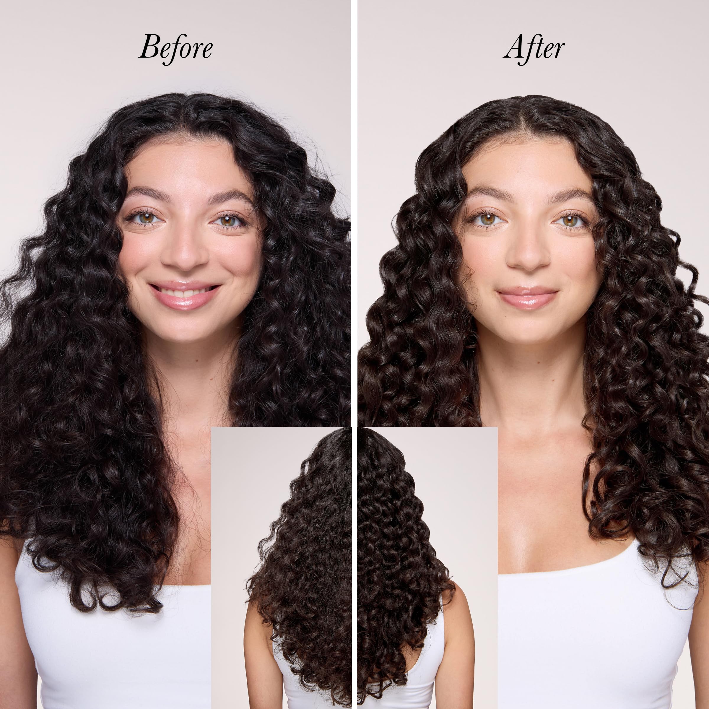 L'ANGE HAIR Frizz-control during styling showcases smooth, defined results.