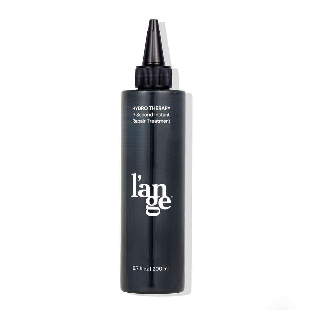 L'ANGE HAIR Hydro Therapy bottle closeup shows quick repair and color-safe hydration.