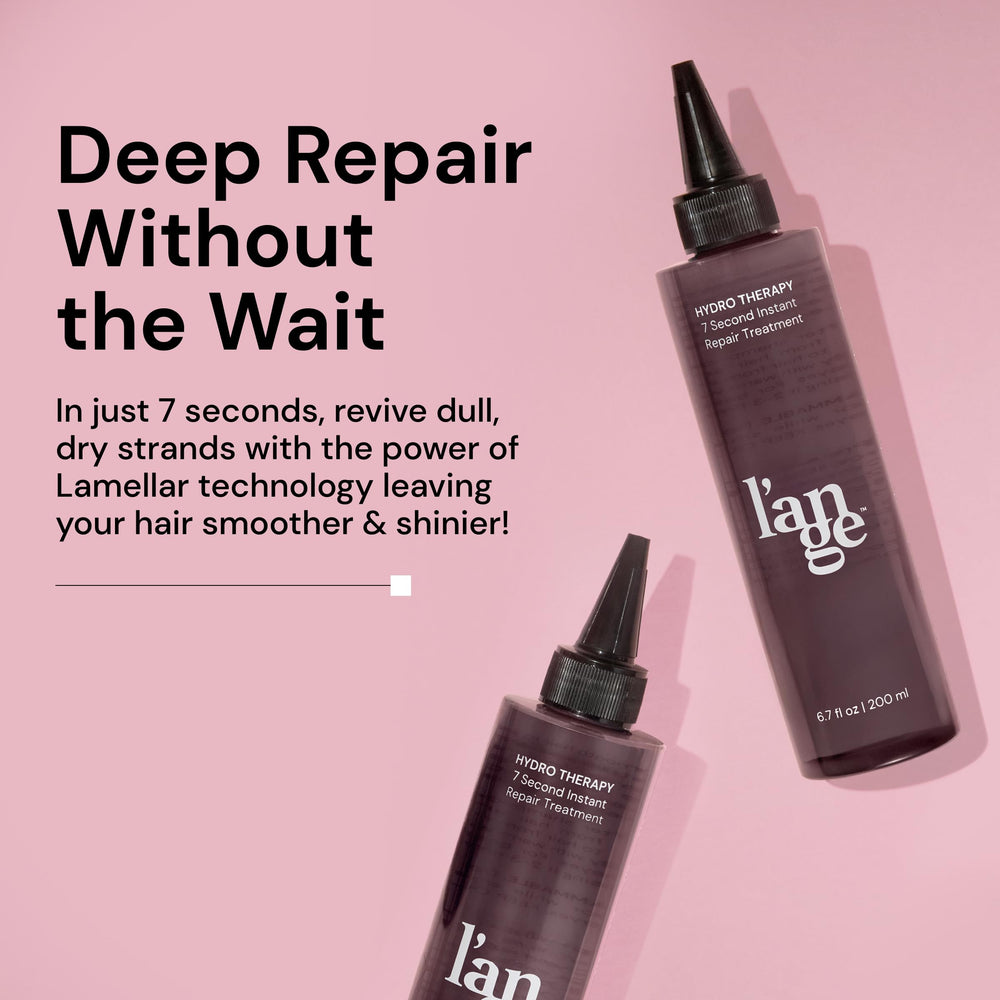 L'ANGE HAIR Hydro Therapy pump-action bottle enabling fast seven-second treatment.
