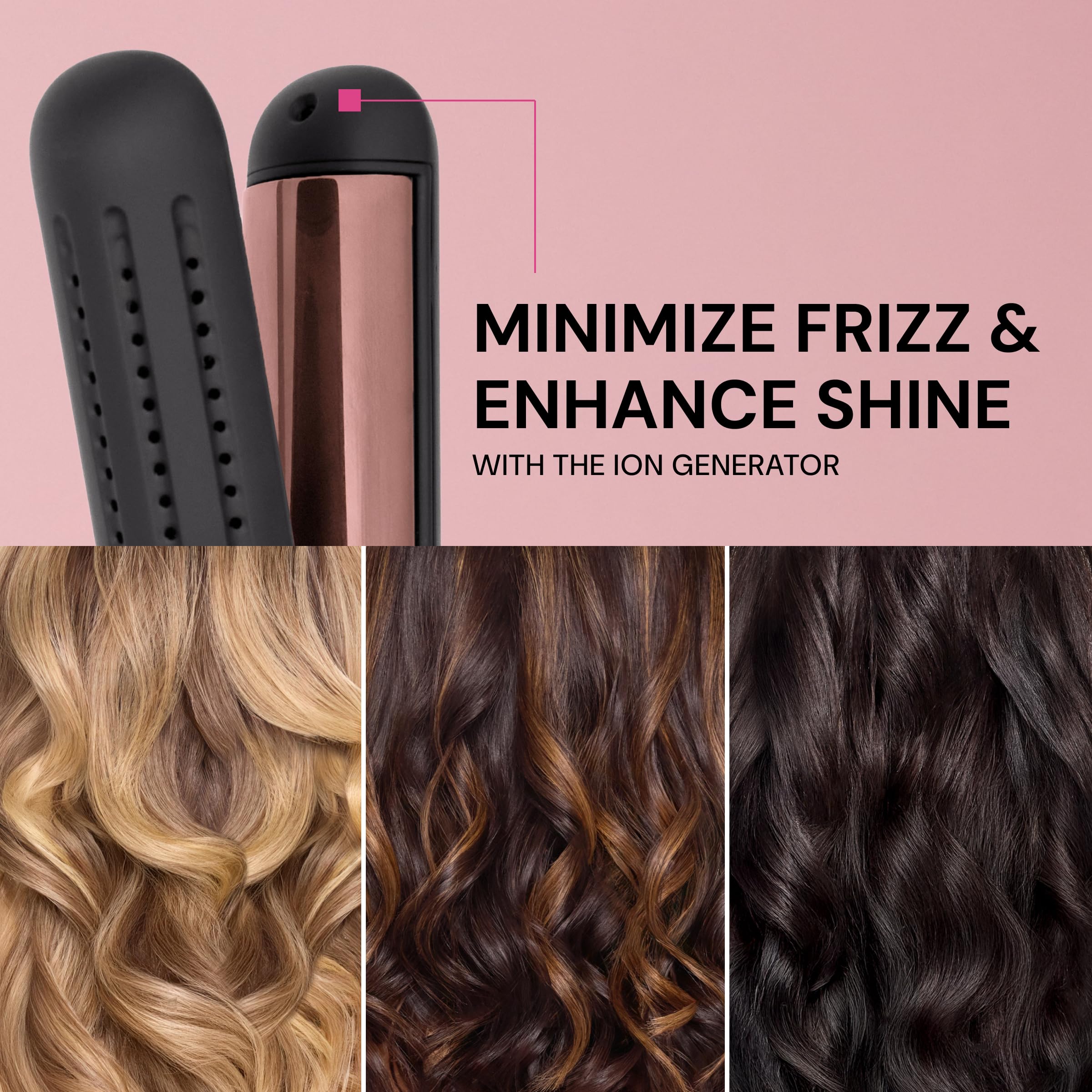 L'ANGE HAIR Le Duo Flex temperature controls panel highlights adjustable styling range.