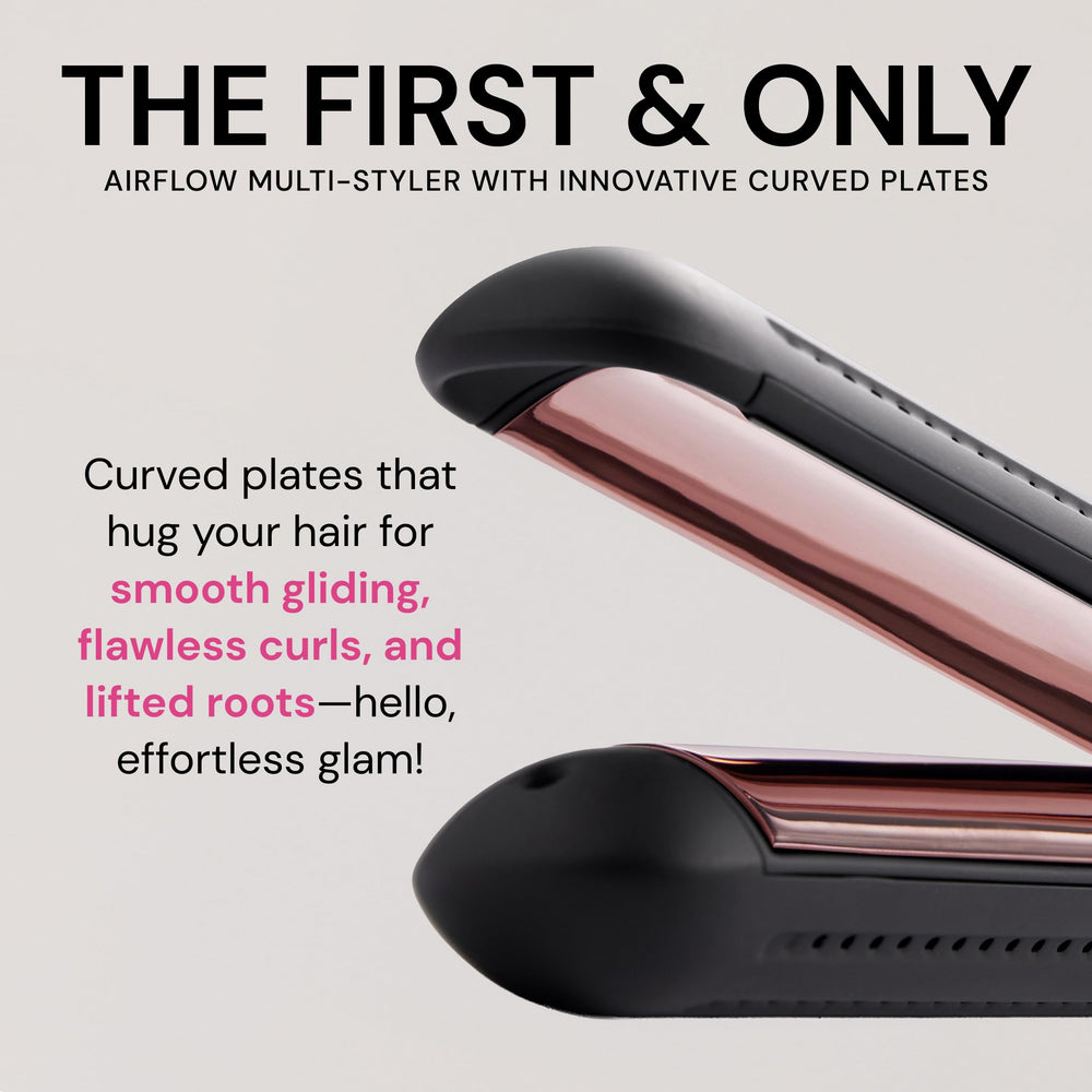 L'ANGE HAIR Le Duo Flex curved plates close-up shows precise curl definition.