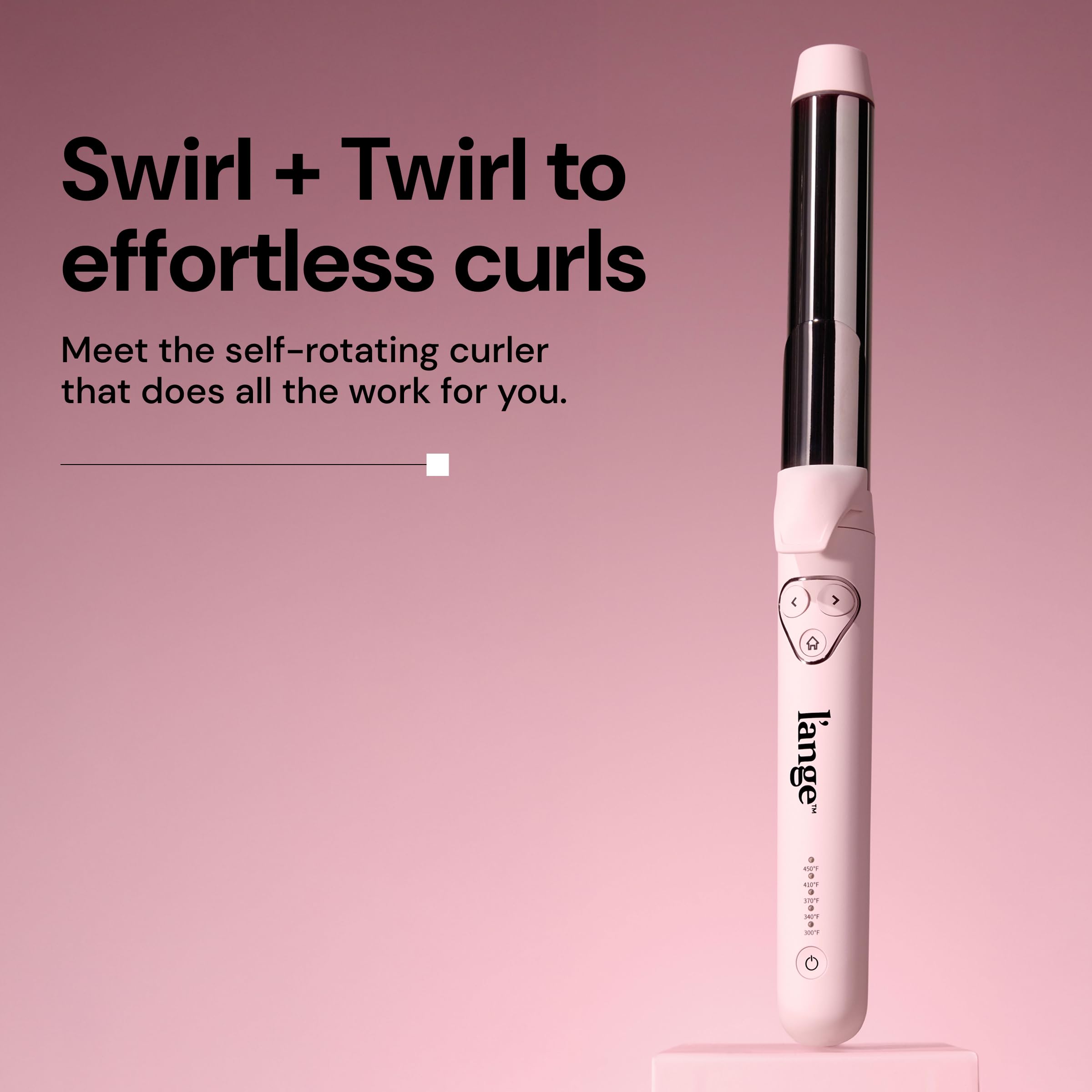 L'ANGE HAIR Le Pirouette side view showing ergonomic handle for comfortable curling