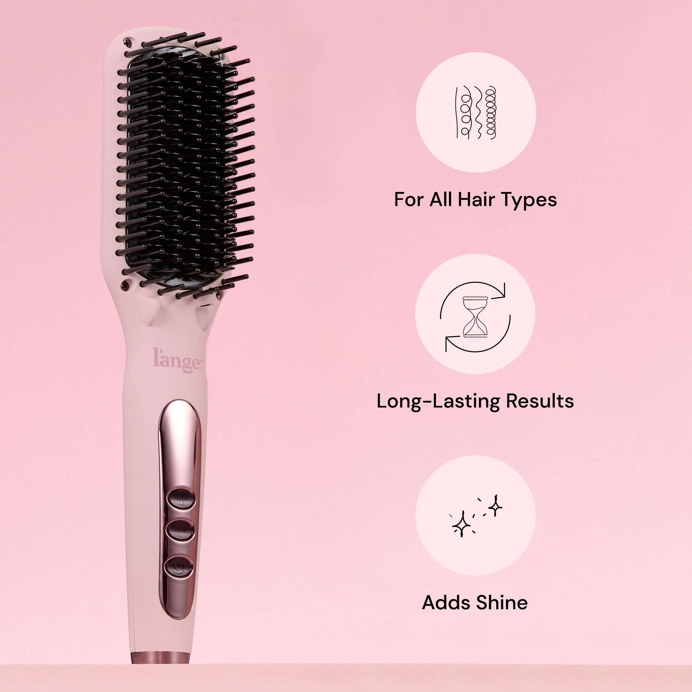 L'ANGE HAIR Le Vite brush on dry hair demonstrates quick, one-pass straighten