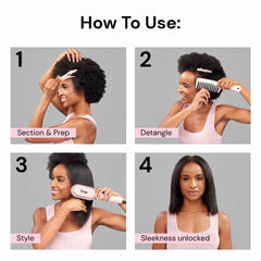 L'ANGE HAIR Mane Pass shows adjustable heat settings for versatile hair types.