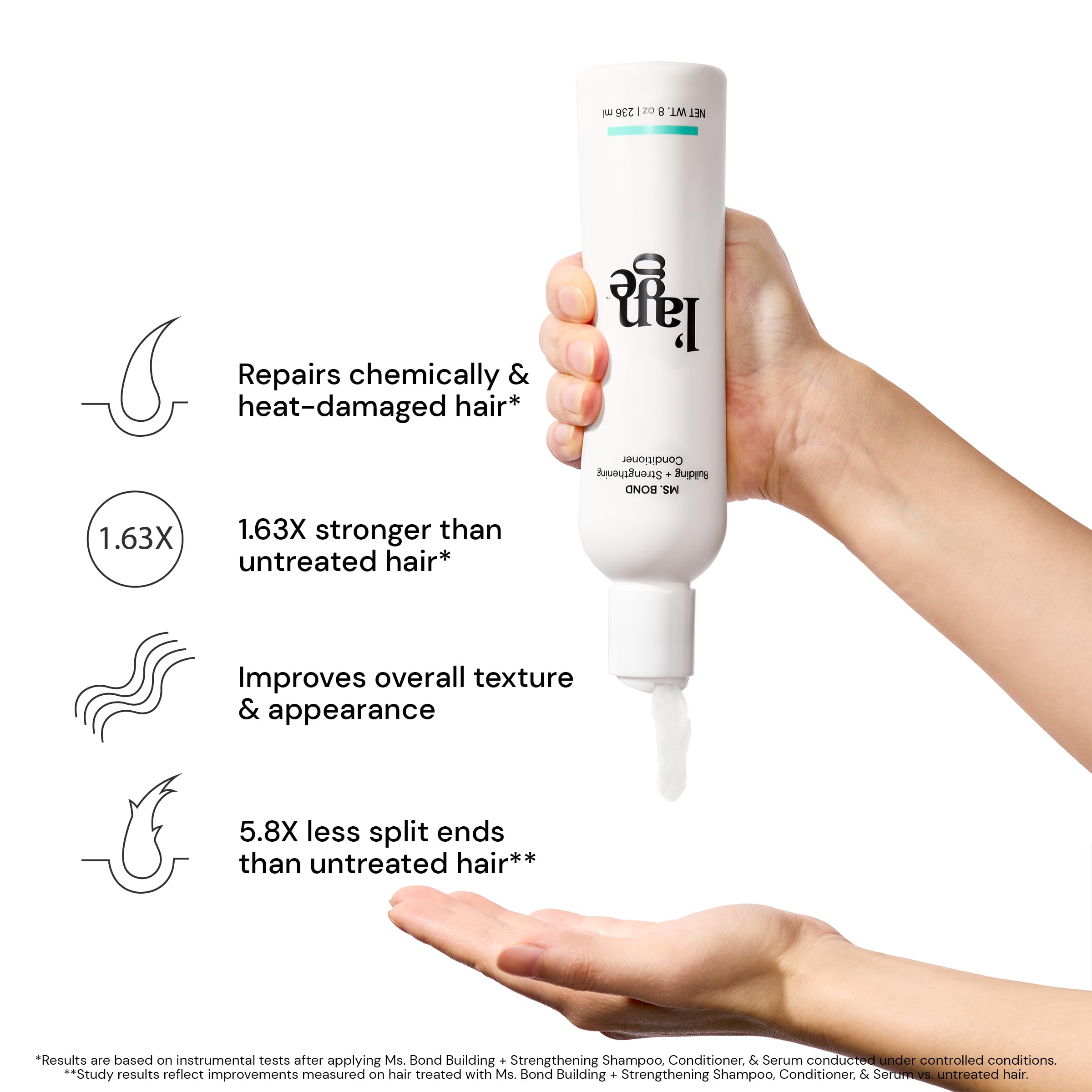 L'ANGE HAIR Ms. Bond application in hand for easy leave-in treatment.