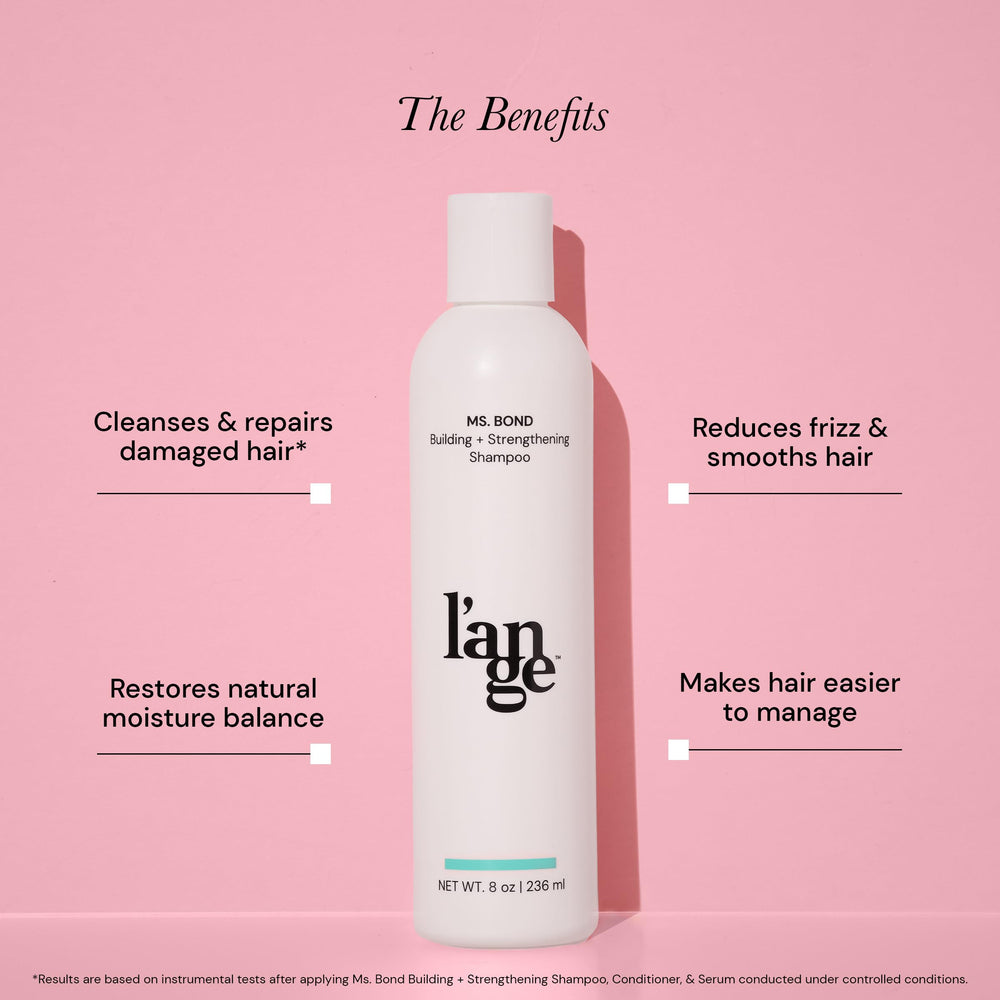 L'ANGE HAIR Ms. Bond Shampoo closeup ingredient glow emphasizes nourishing hydration.