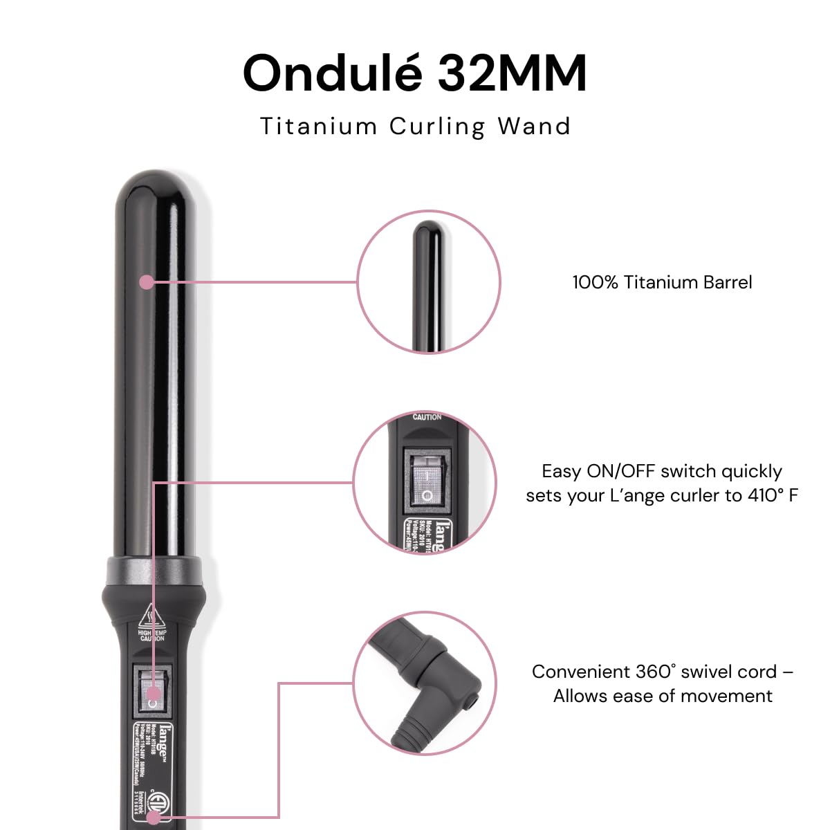 L'ANGE HAIR Ondulé 25mm wand offers versatile, windswept curls.