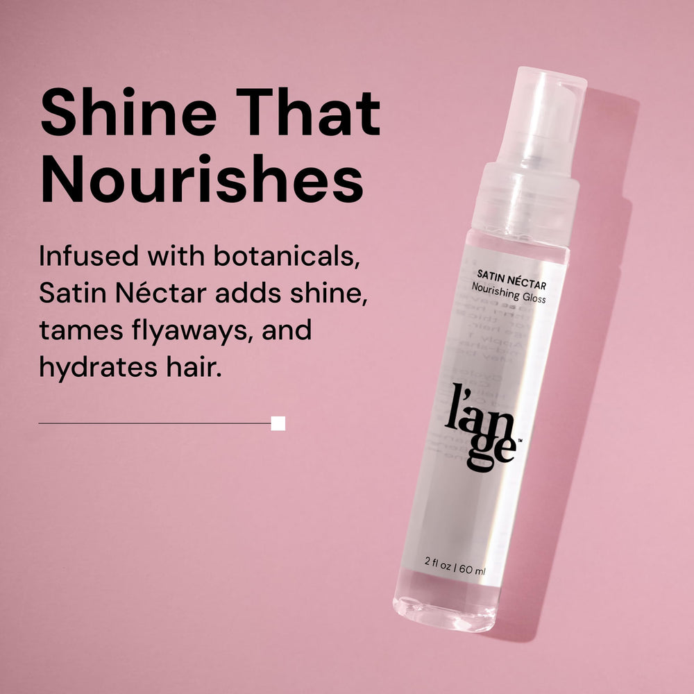 L'ANGE Hair Satin Néctar Nourishing Gloss dispense shows easy application for quick touch-ups
