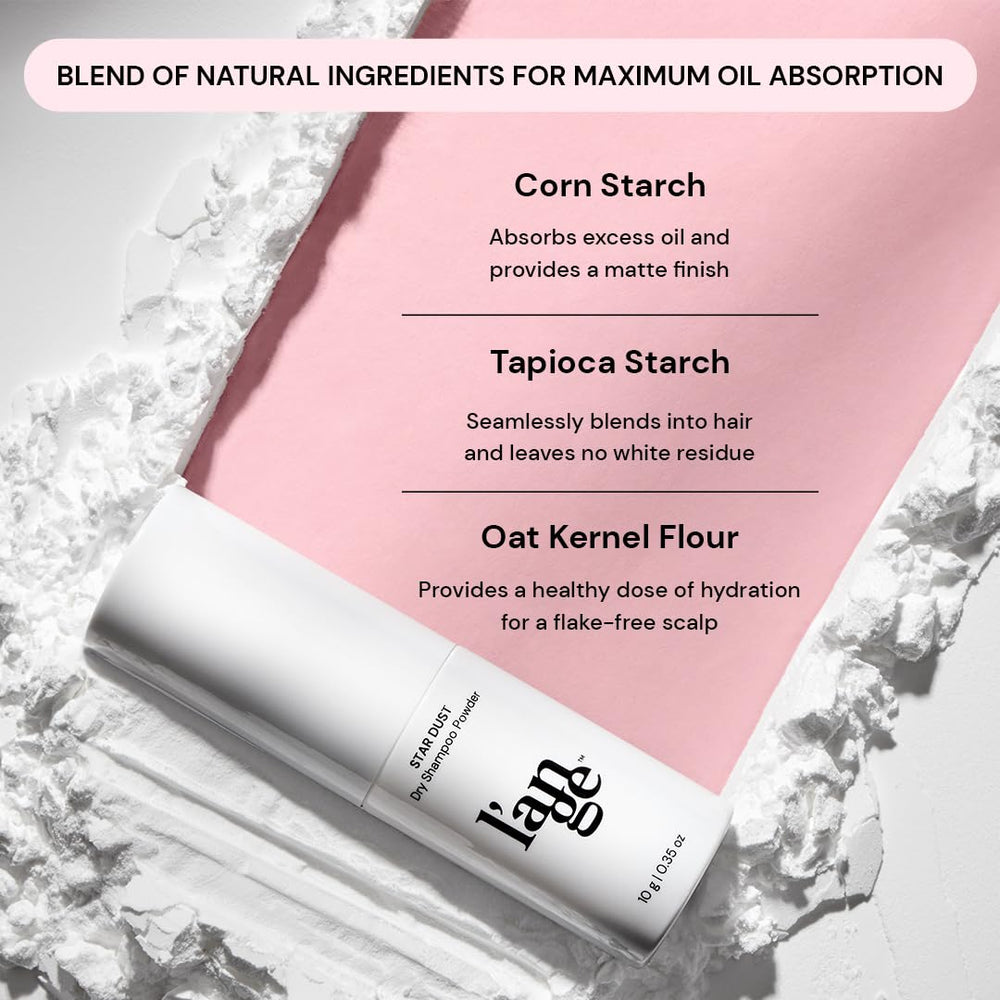 L'ANGE HAIR Star Dust Dry Shampoo Powder on hair creates voluminous texture.