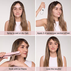 L'ANGE HAIR Bamboo and keratin formula nourishes hair during heat styling.