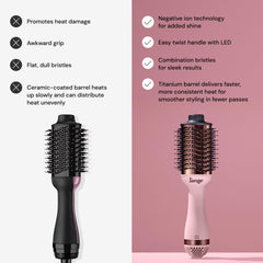 L'ANGE HAIR Le Volume titanium barrel provides quick, even heat.