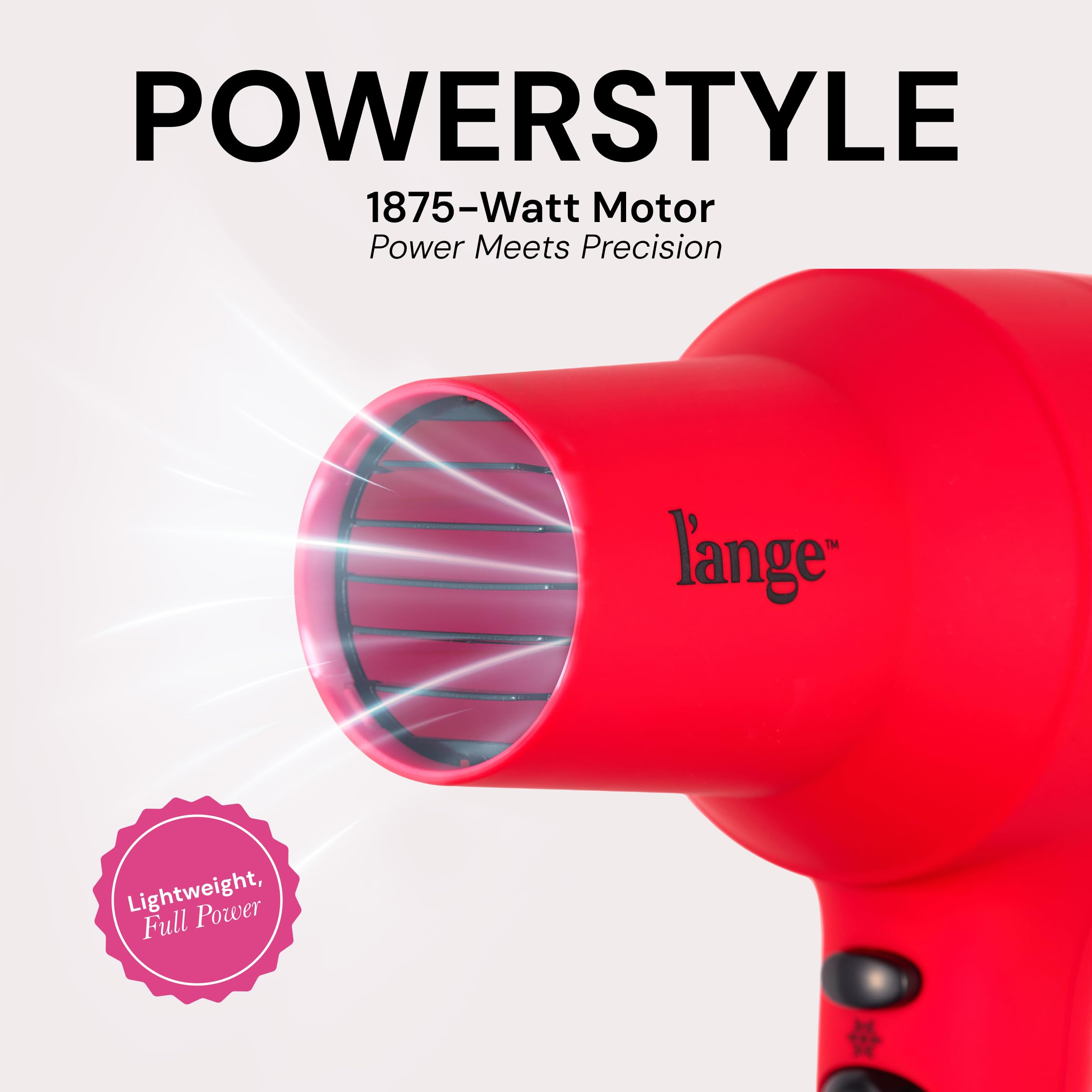 L'ANGE HAIR PowerStyle Ionic Turbo Dryer attachments display for versatile finishes
