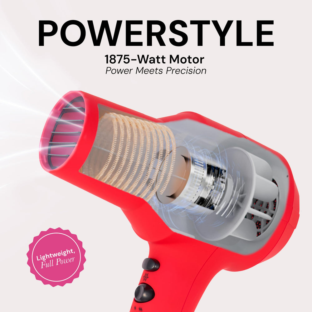 L'ANGE HAIR PowerStyle Ionic Turbo Dryer settings panel enabling customized heat and speed