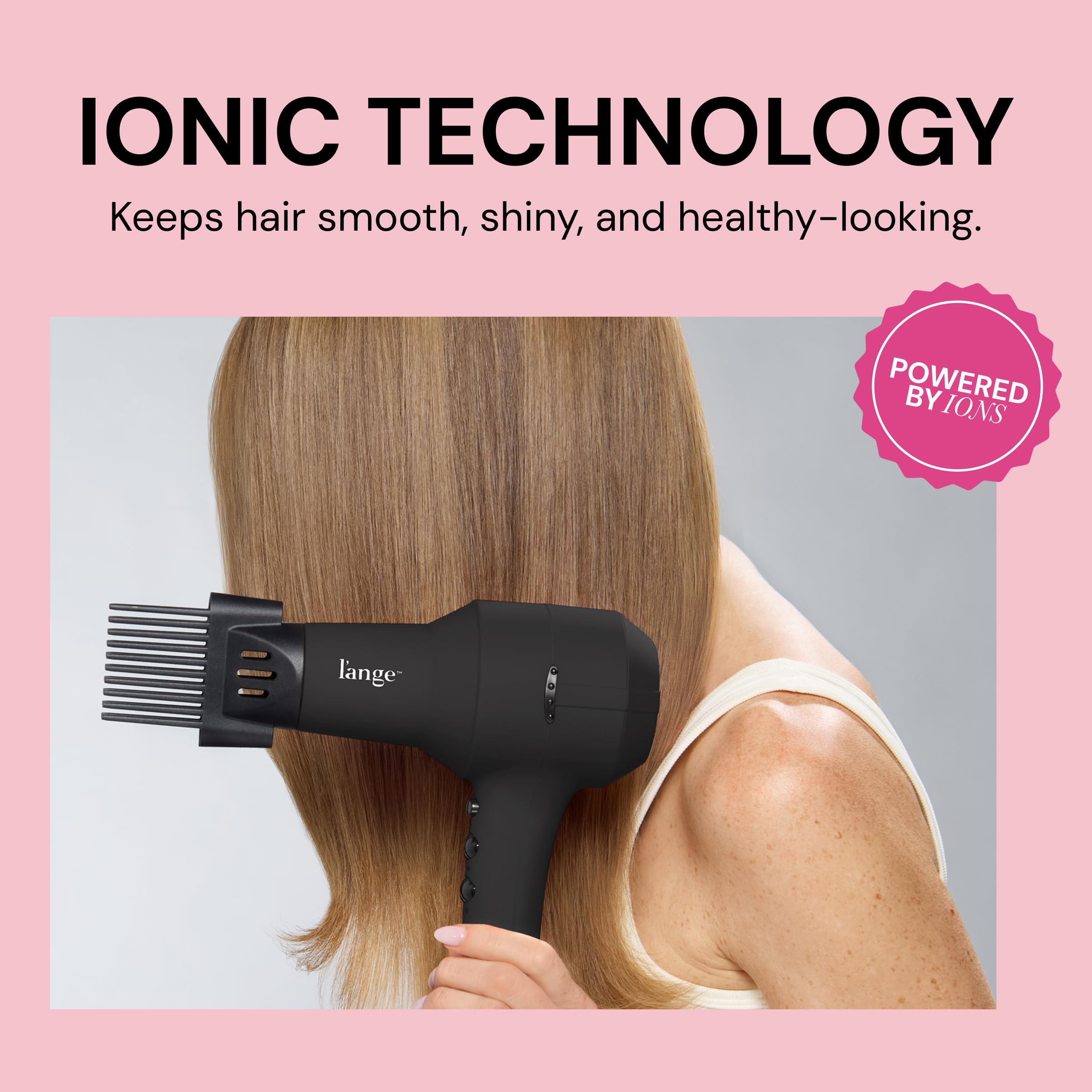 L'ANGE HAIR PowerStyle Ionic Turbo Hair Dryer control panel offers precise speed and heat.