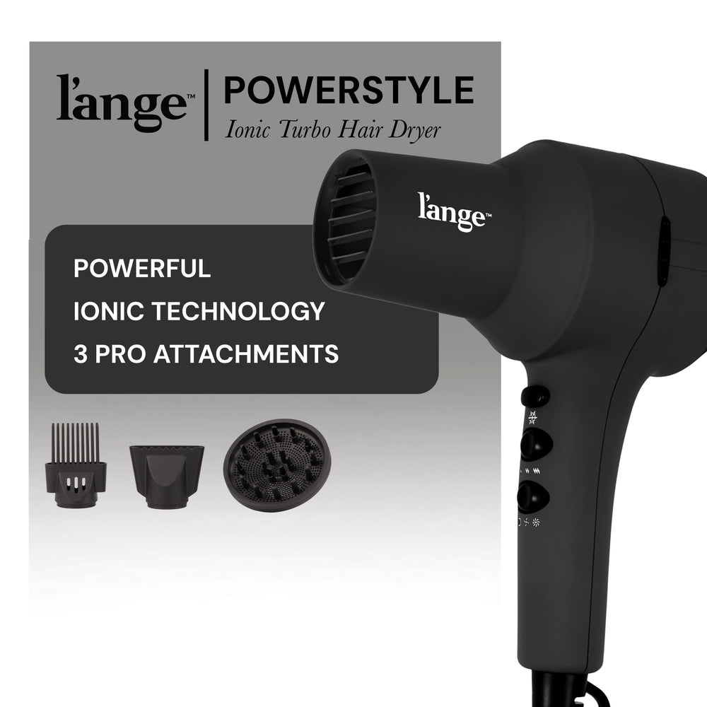 L'ANGE HAIR PowerStyle Ionic Turbo Hair Dryer side profile shows compact, lightweight design.