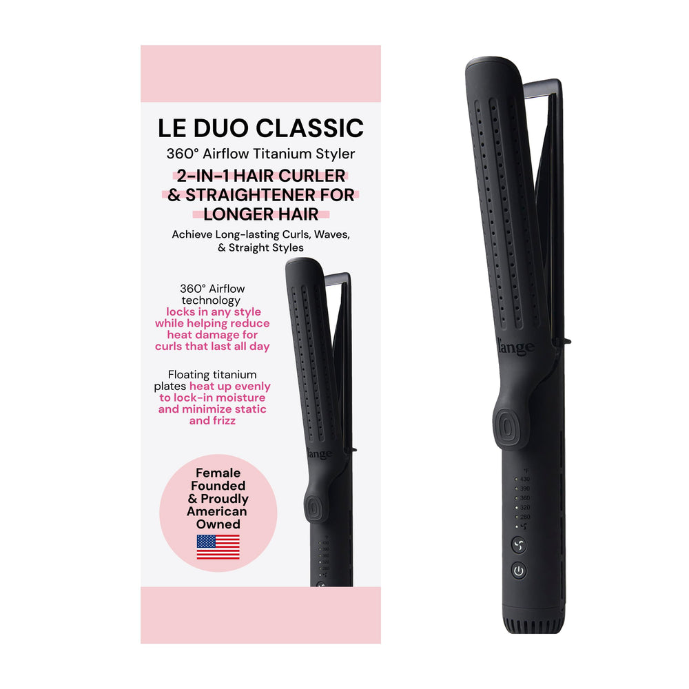 L'ANGE HAIR Le Duo Grande front view shows versatile styling for sleek or curled looks.