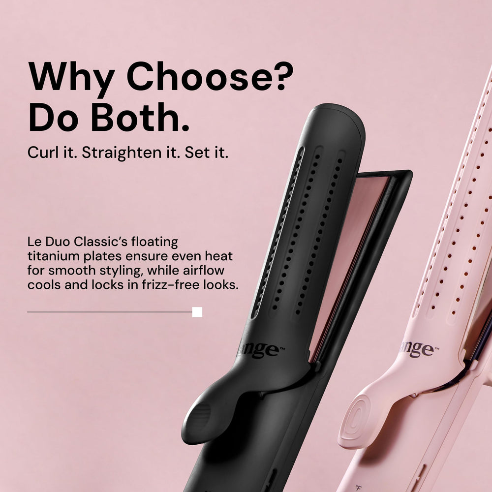 L'ANGE HAIR Le Duo Grande titanium plates deliver crease-free straight styling.