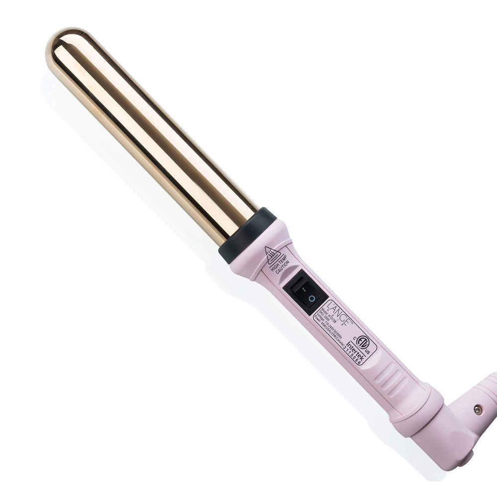L'ANGE HAIR Ondulé 32mm titanium curler closeup demonstrates frizz-free, glossy curls.