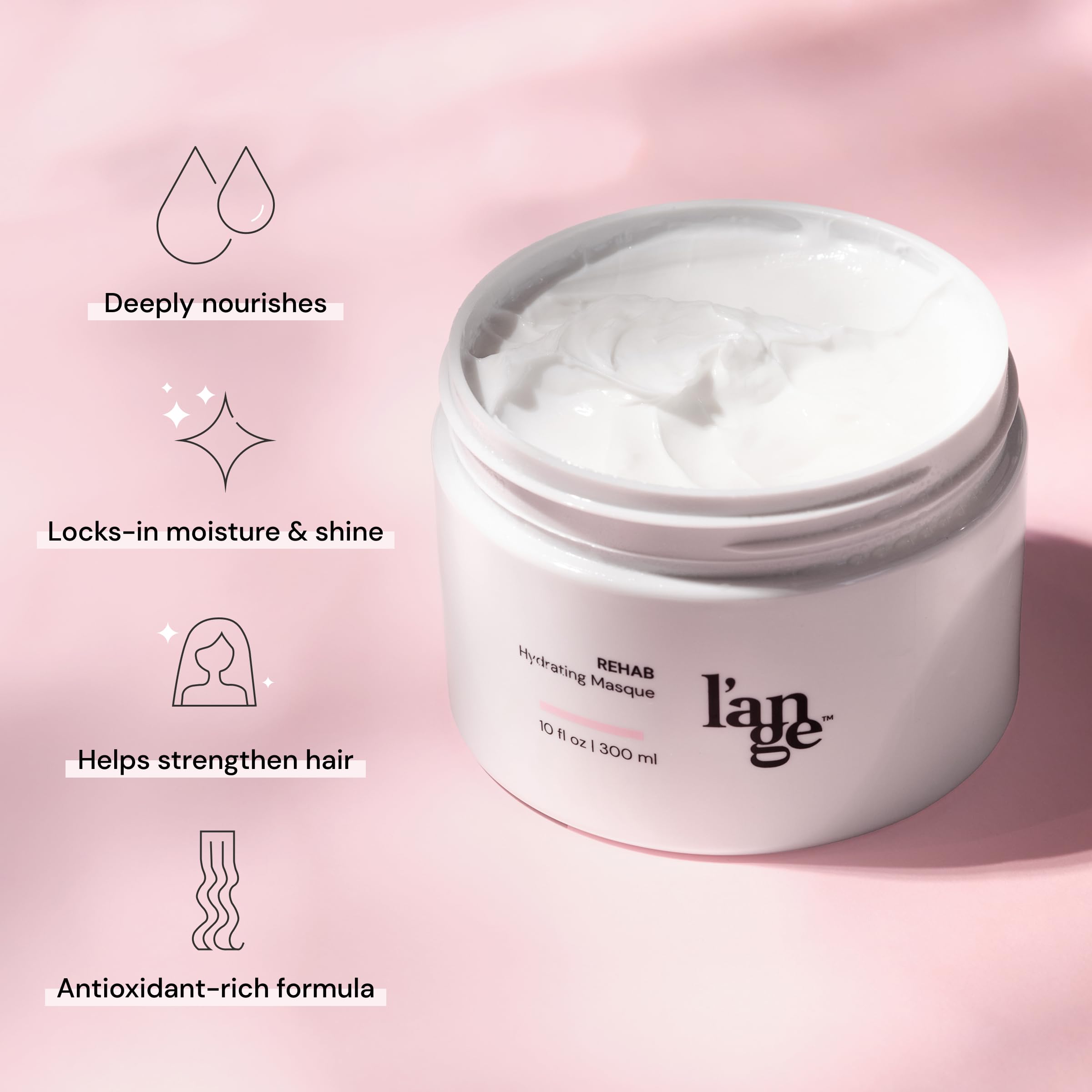 L'ANGE HAIR Rehab Hydrating Masque applying smooths frizz and manageability