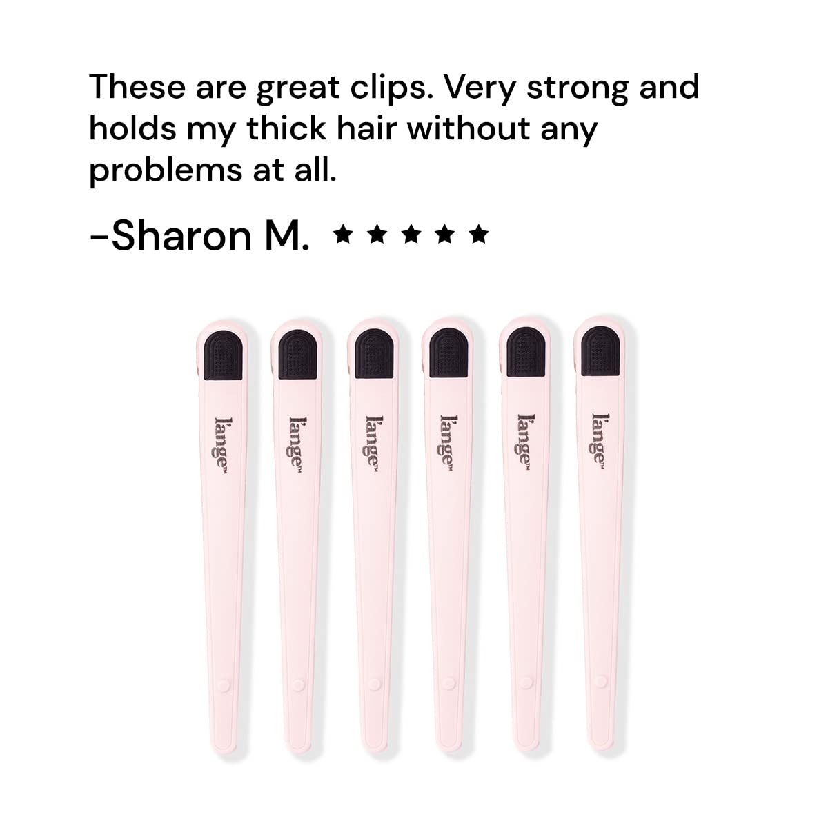 L'ANGE HAIR rubber sectioning clip blush color enables stylish, distraction-free parting.