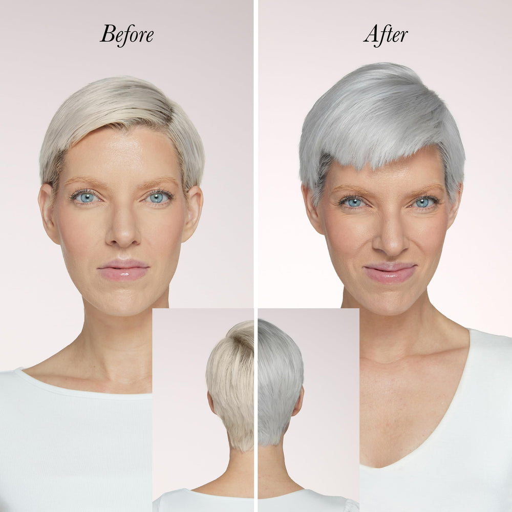lange-hair violet-toning-shampoo-pump-dispensing shows easy, even application and luxe nourishment.
