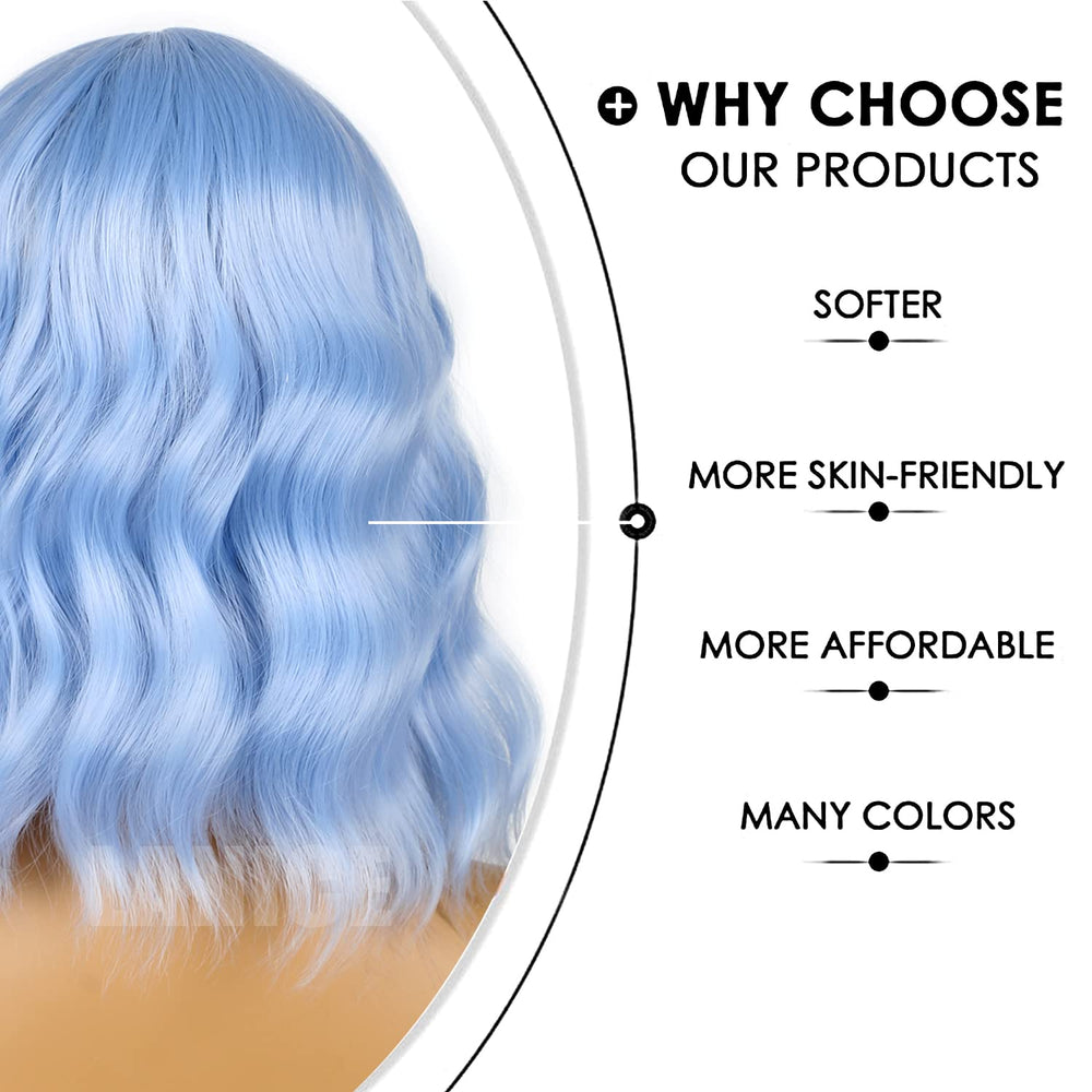 LANICE light blue short bob wig cosplay use showcases bold color for events and parties.