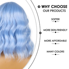 LANICE light blue short bob wig cosplay use showcases bold color for events and parties.