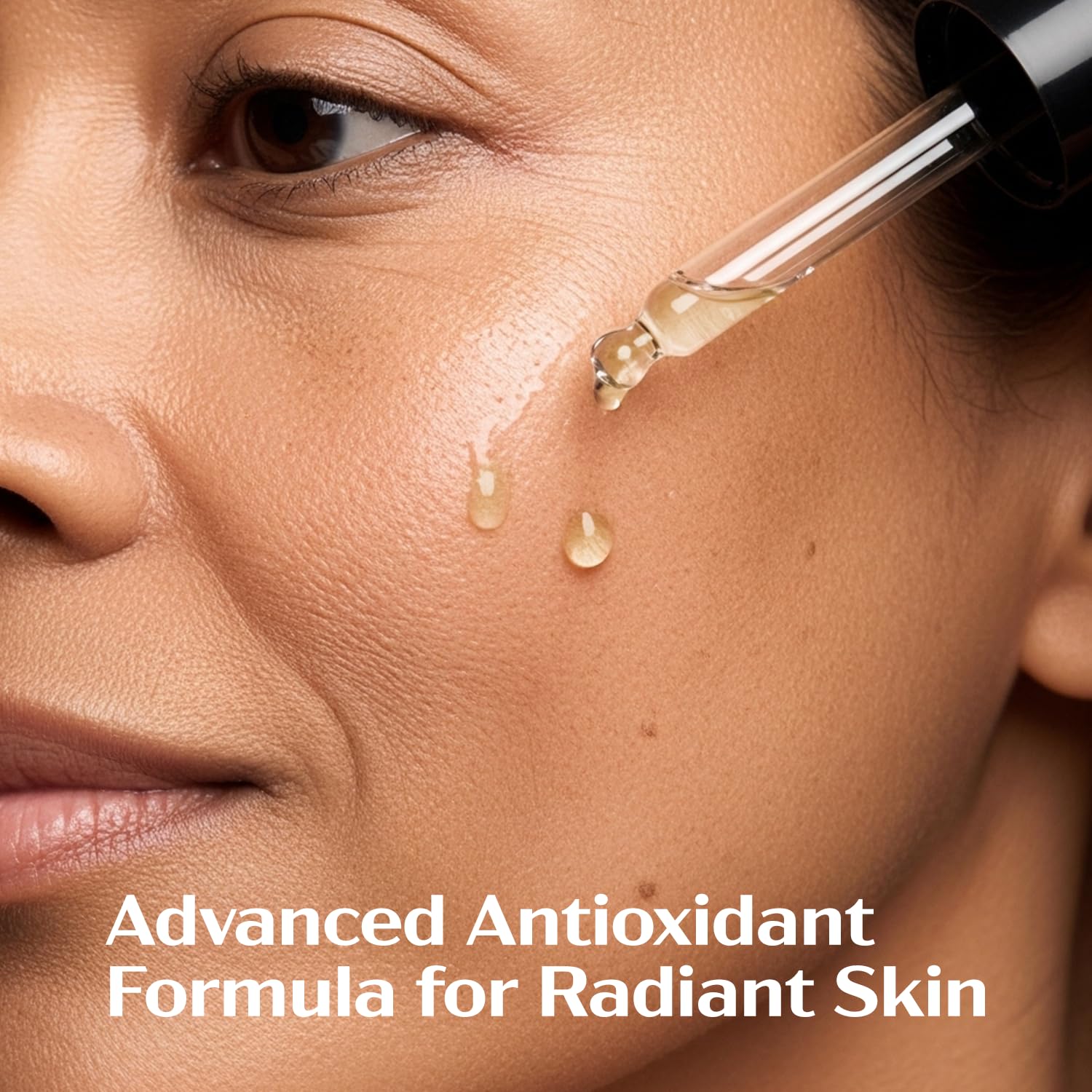 Lanmeri Ceuticals serum dropper application shows a silky, non-greasy texture.
