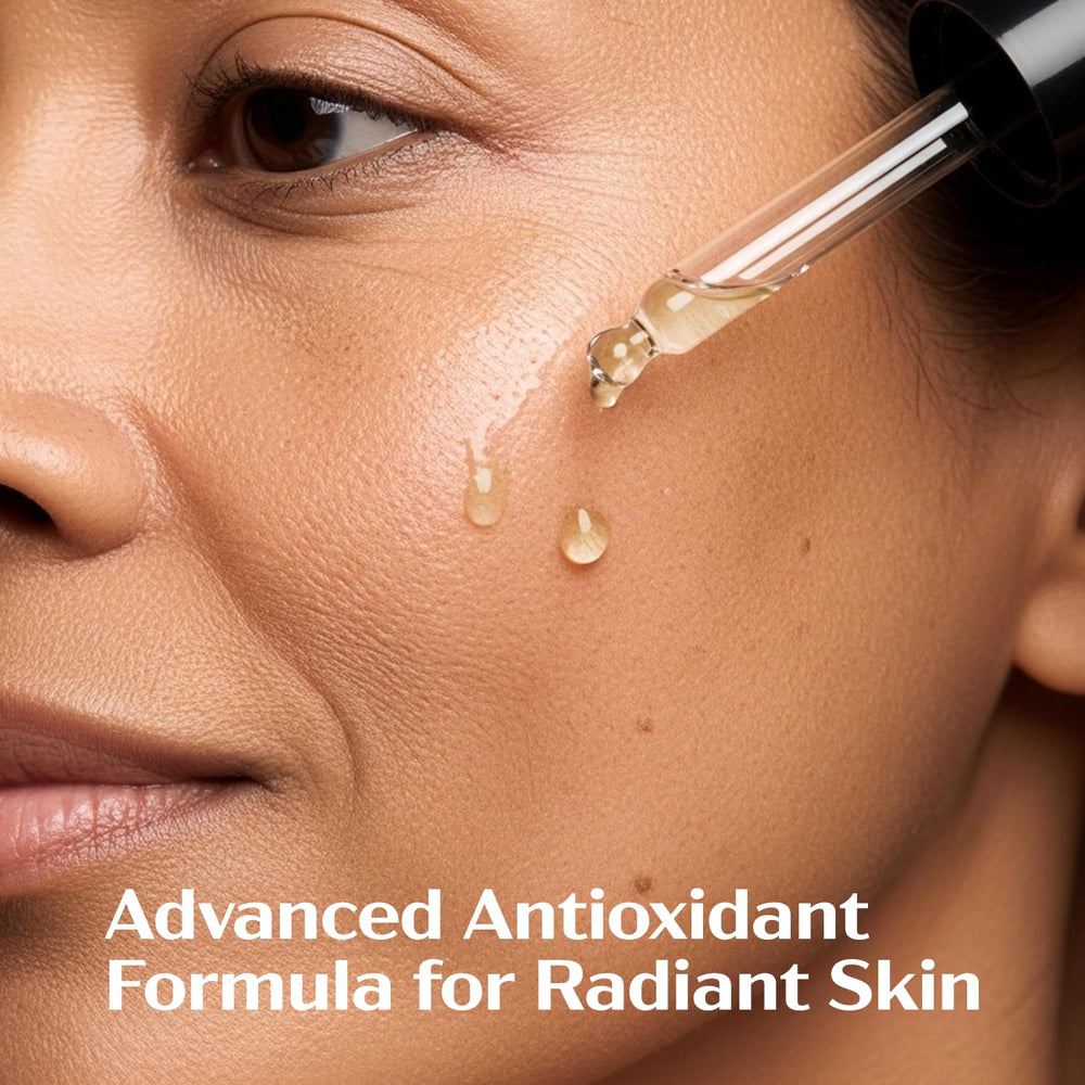 Lanmeri Ceuticals serum dropper application shows a silky, non-greasy texture.