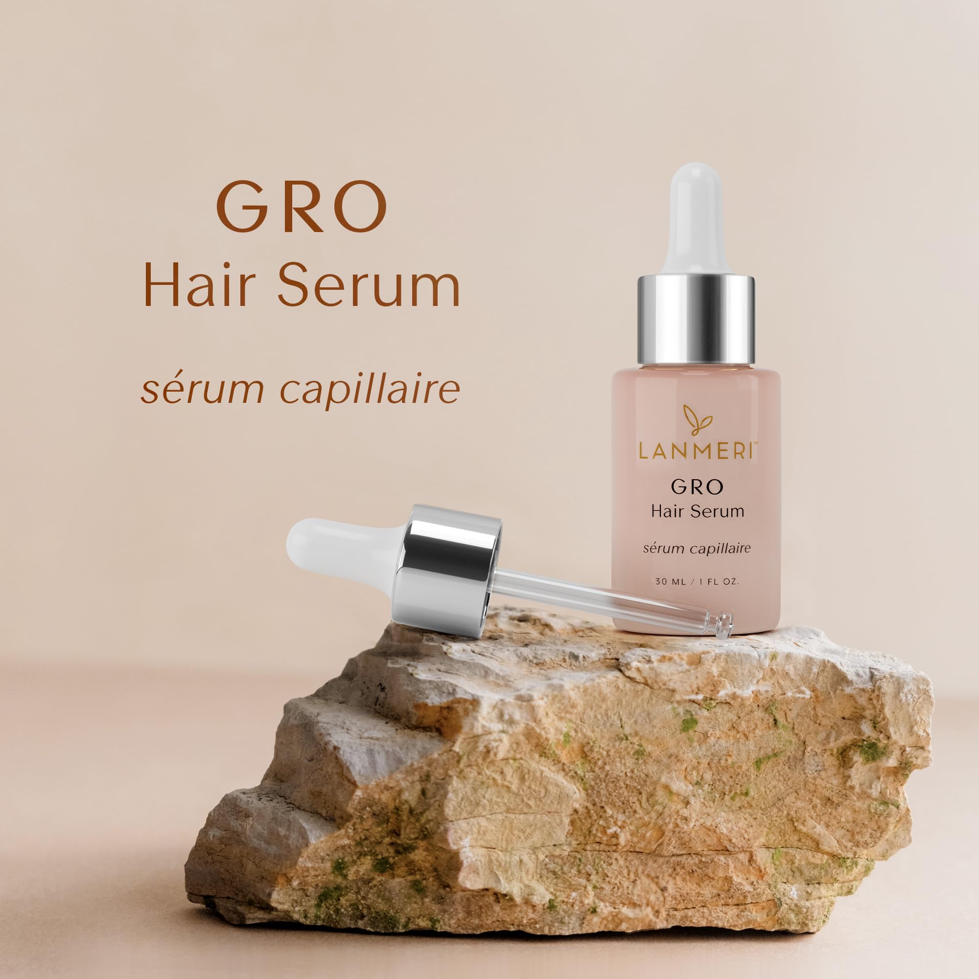Lanmeri ingredient visual featuring mung bean and curcumin actives for hair vitality